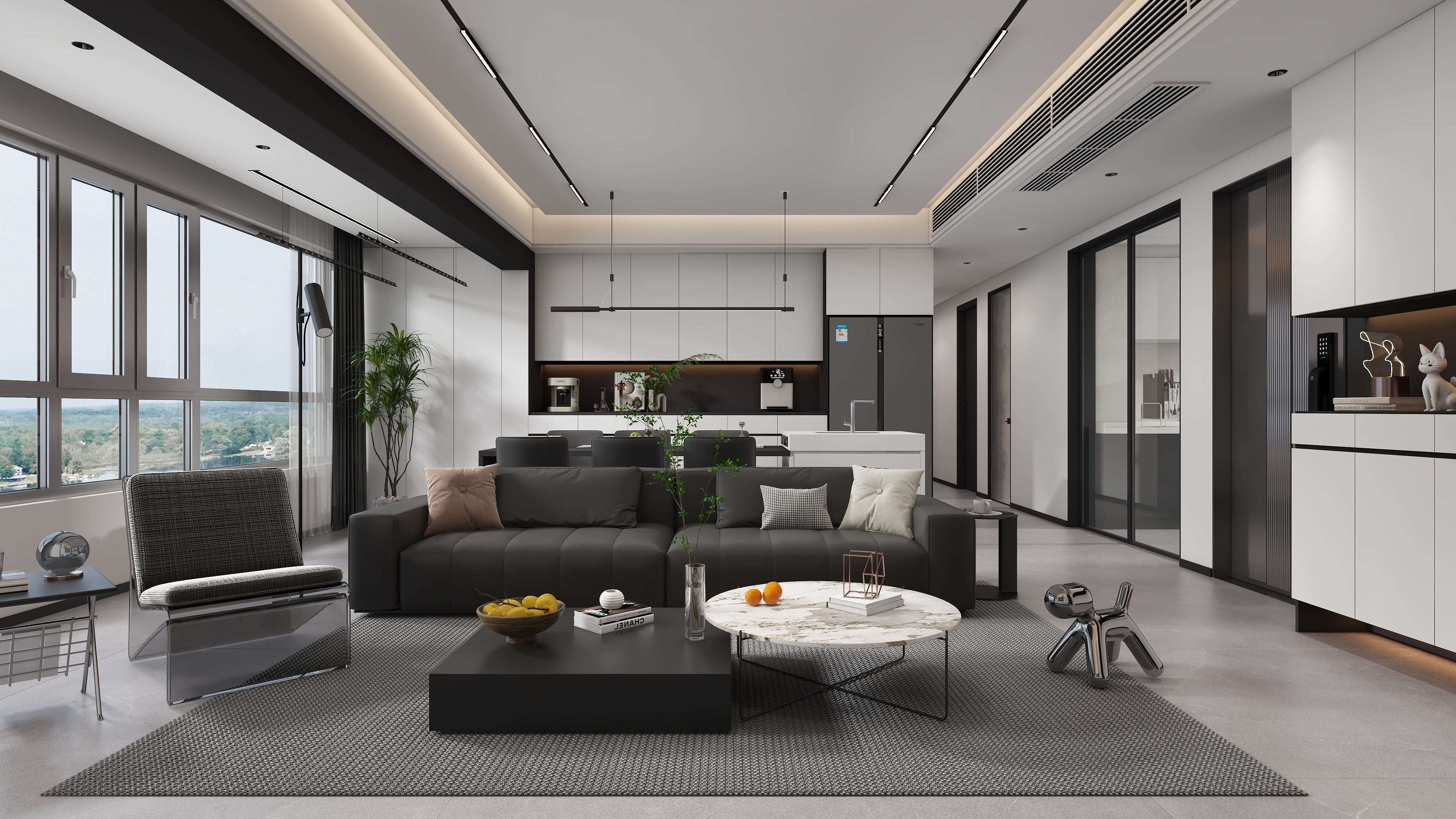 设计师赵响-《黑白懂了》意式风格135平方3室2厅2卫-装修设计方案