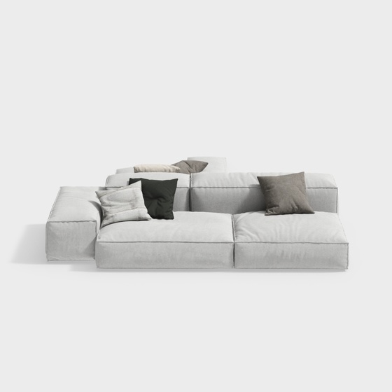 Extrasoft 1 Divani L-Shaped Sofa 3D Model in Orange