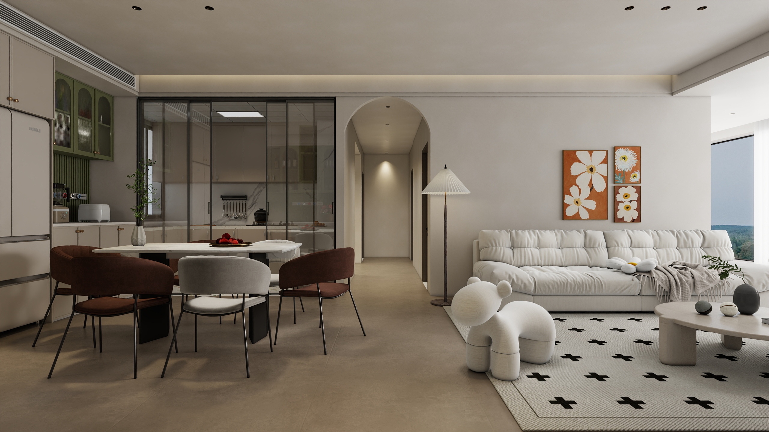 天润府108户型奶油风-装修设计方案