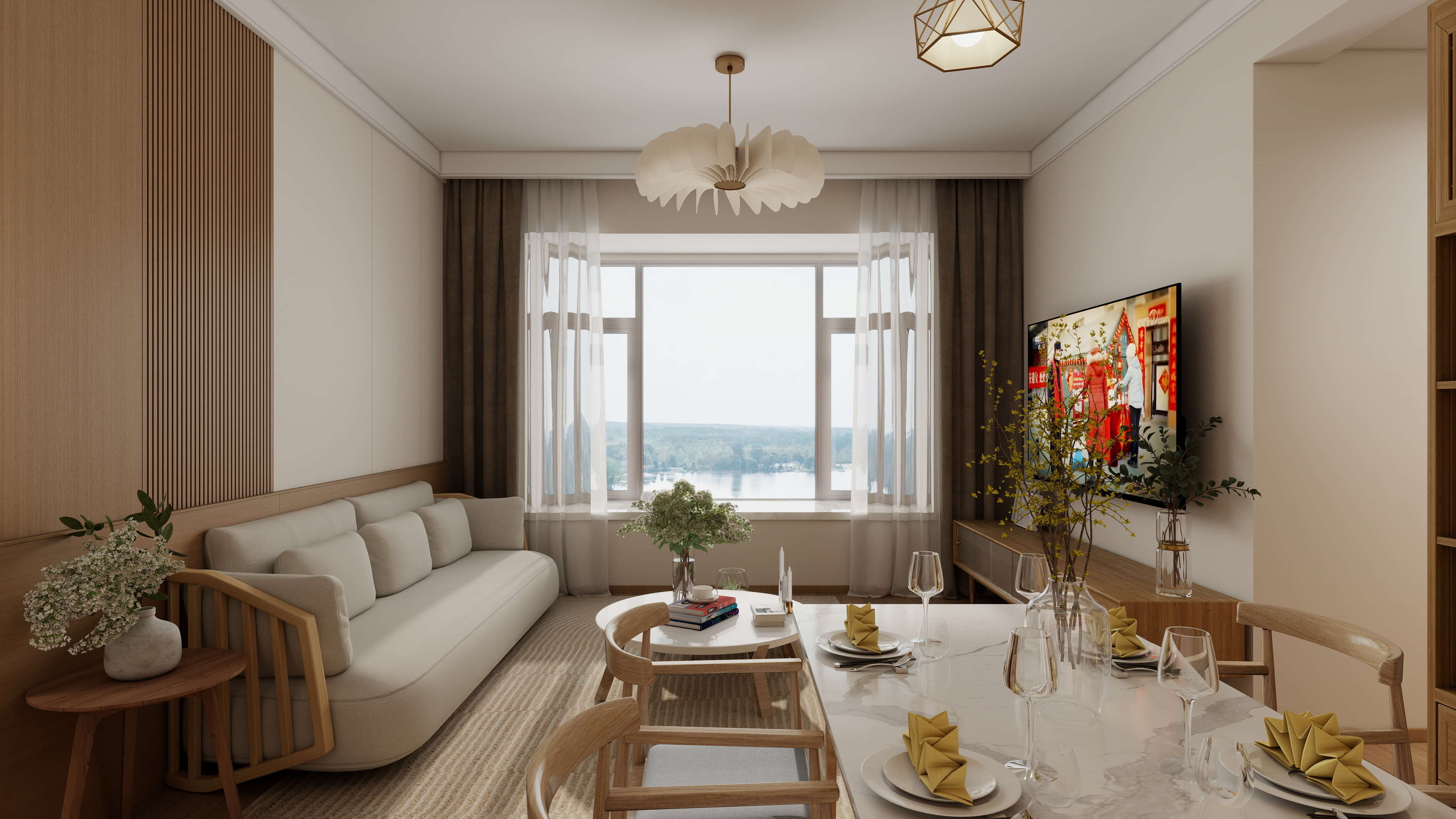 -辞忧-90㎡原木风3室-装修设计方案