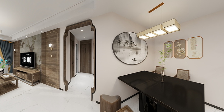 朱卫方设计工作室-63号院C户型新中式-装修设计方案