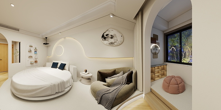 S.Q丨空間設計-酒店大床房效果图-装修设计方案