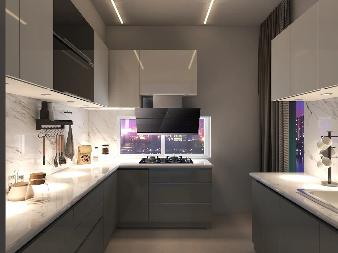 prashantlaur的装修设计方案:Grey&White Theme KitchenSample.3D