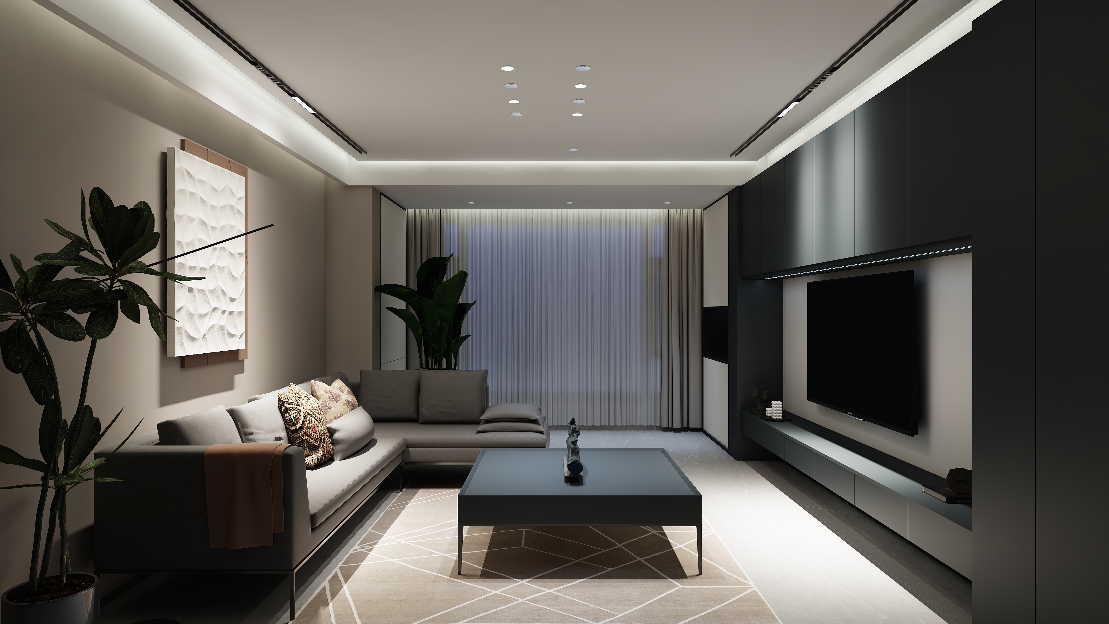 野狼盼月6661-金水湾现代简约120㎡4室装修效果图