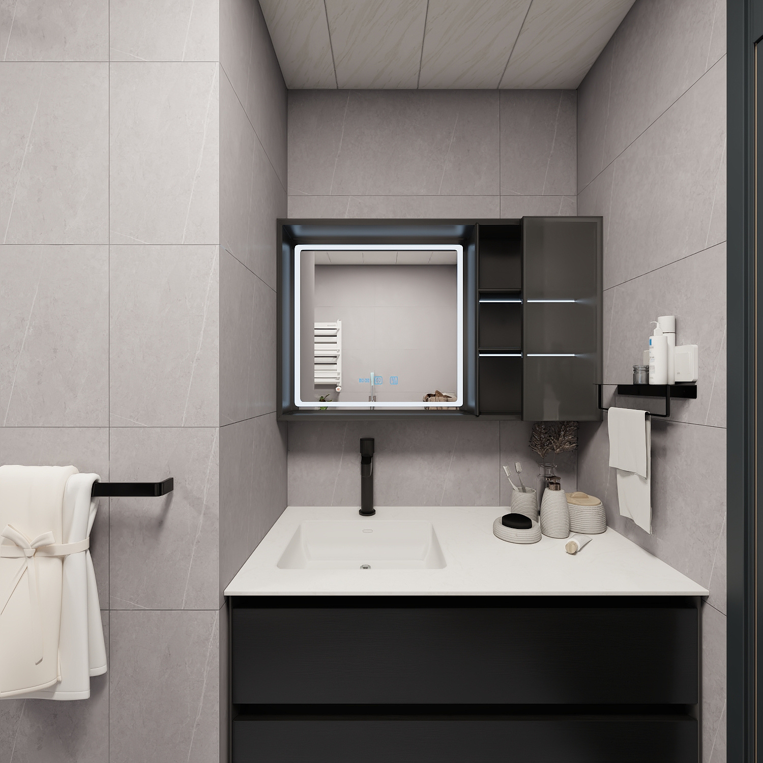 野狼盼月6661-中车共享城现代简约101㎡2室装修效果图