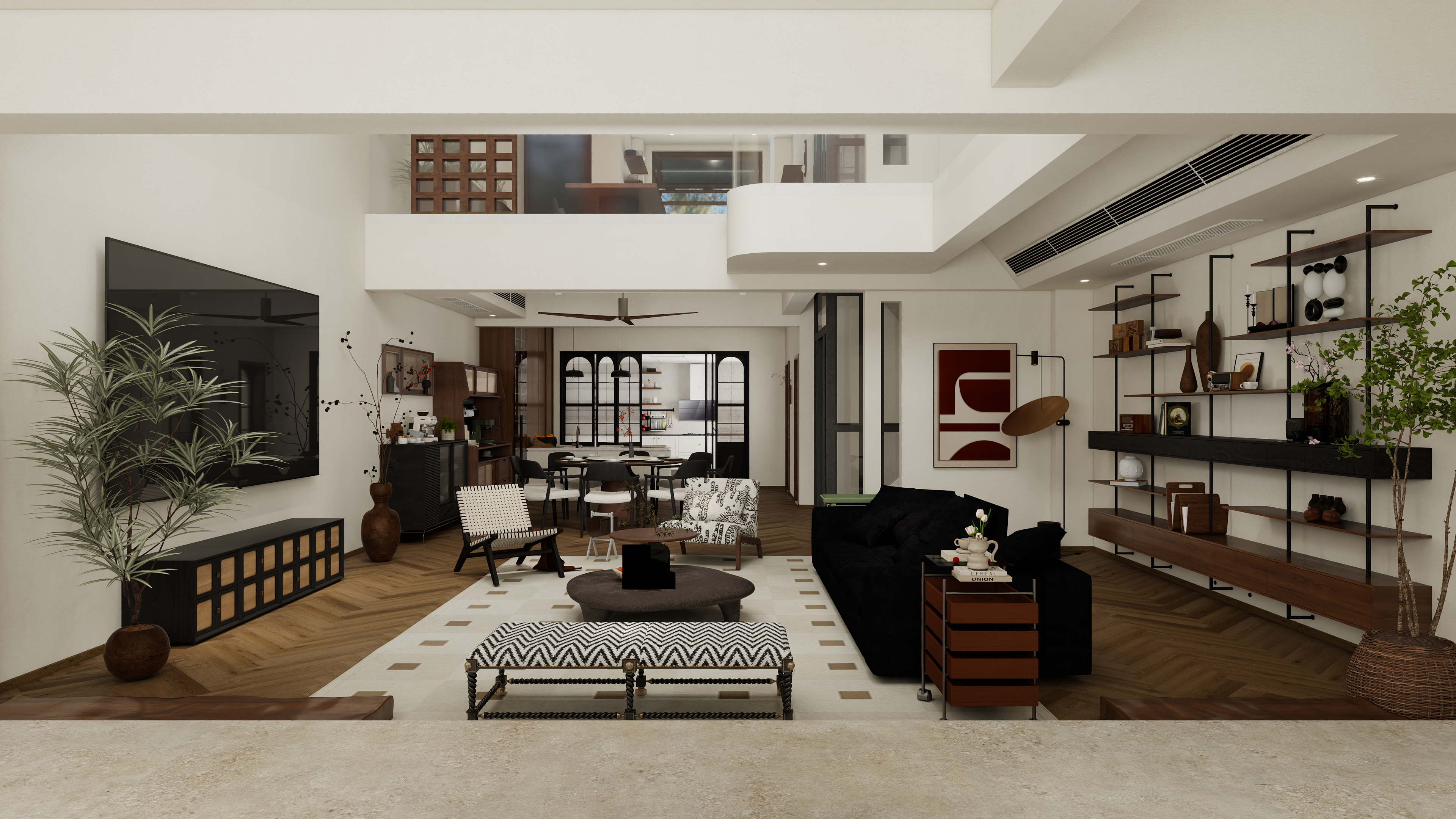 张煜强煜境设计-简约中古五层别墅装修效果图