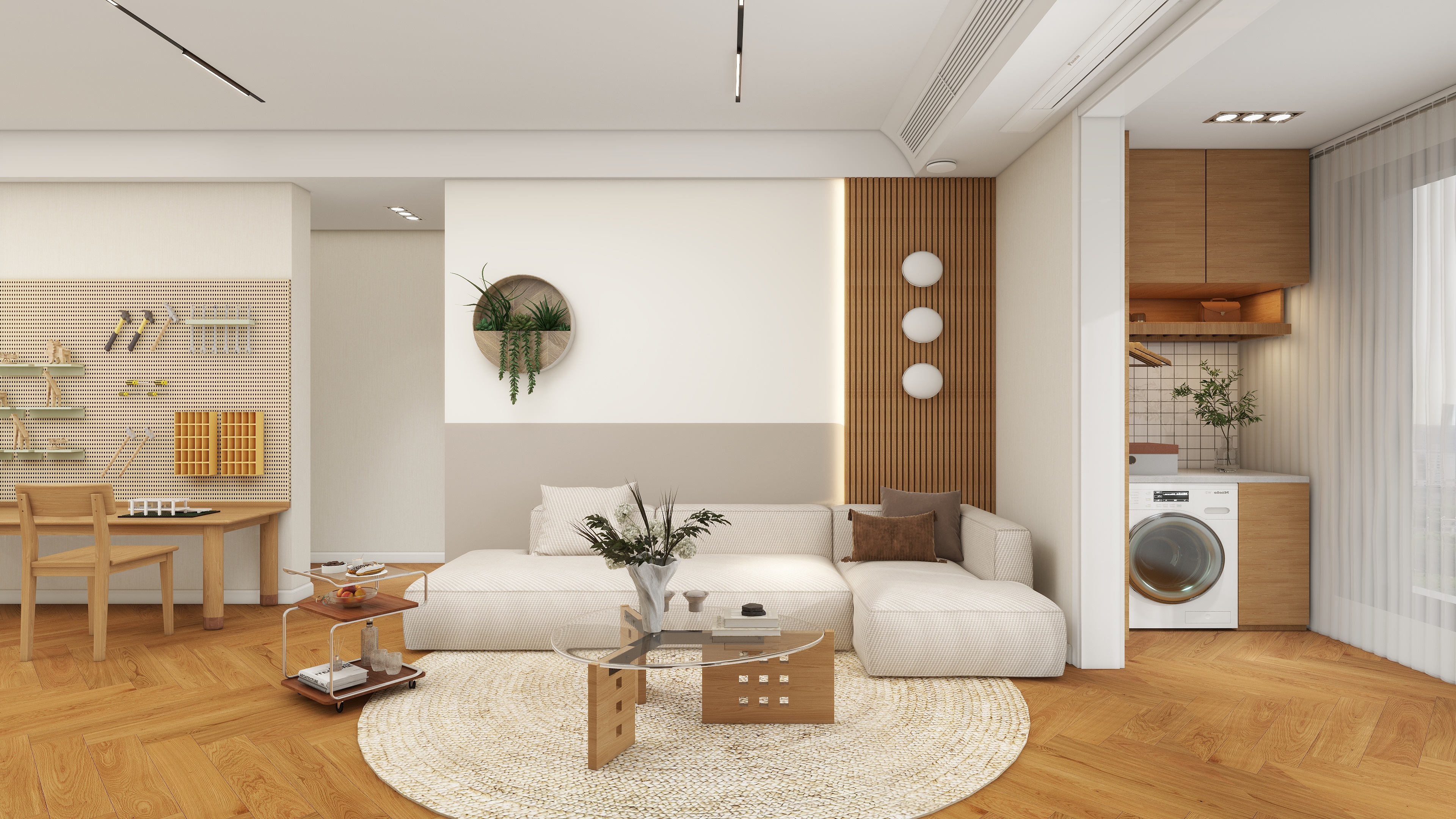 大金空调官方-100㎡三房两厅原木风设计，用自然之色慢调自然而然的生活。装修效果图