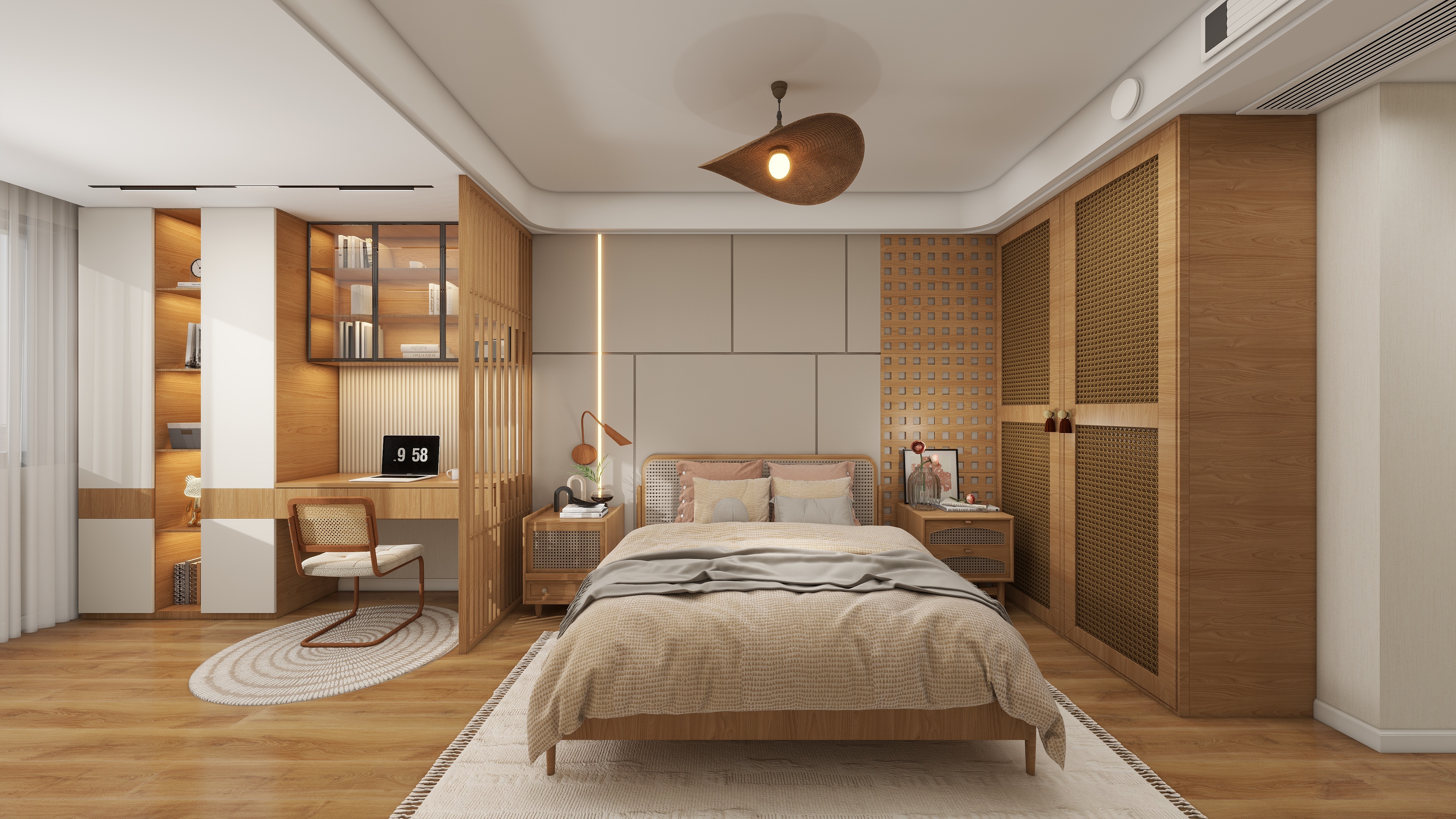 大金空调官方-100㎡三房两厅原木风设计,用自然之色慢调自然而然的生活。装修效果图