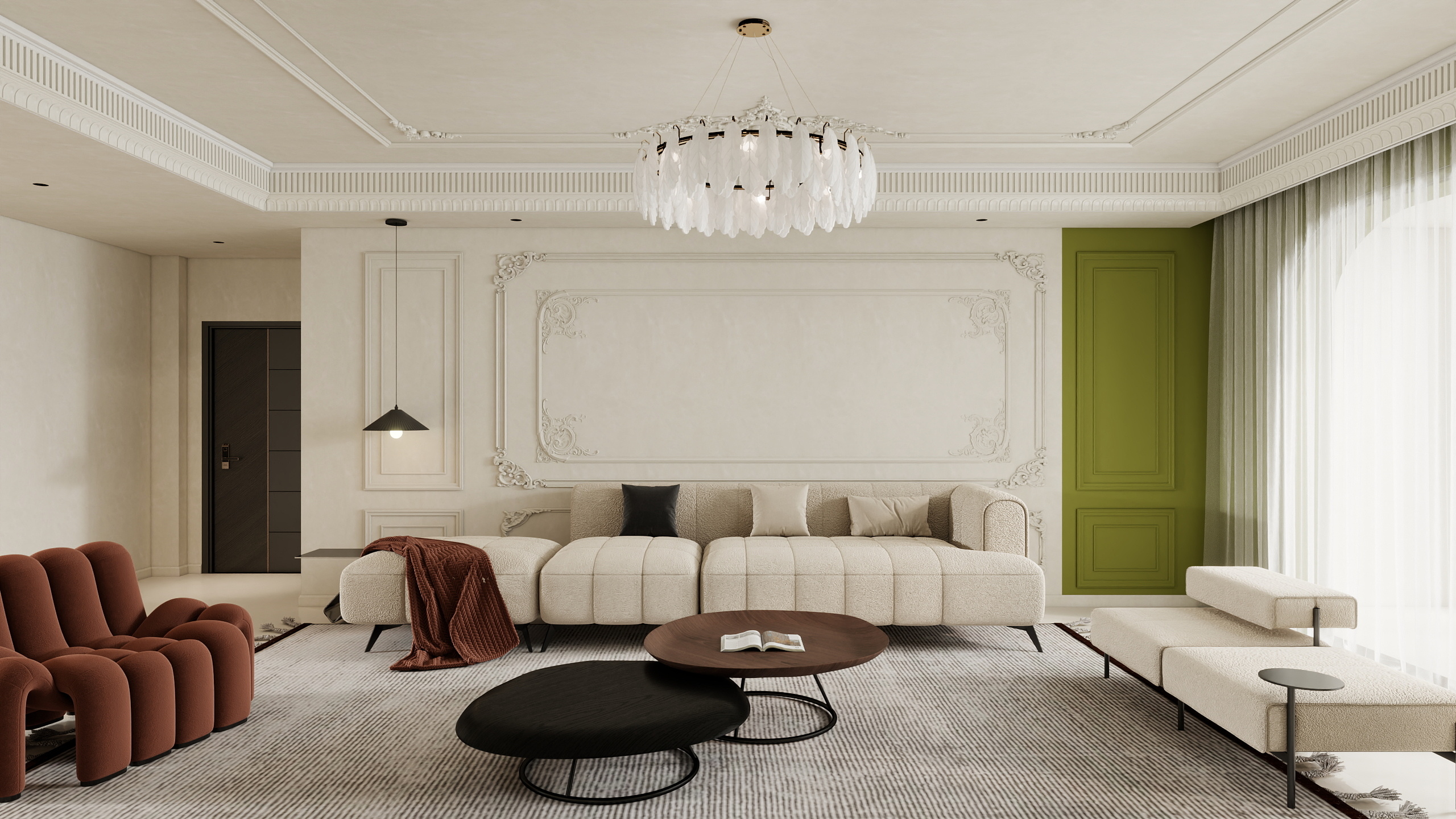 AkuYa-天玺湾257㎡5室  法式奶油风装修效果图