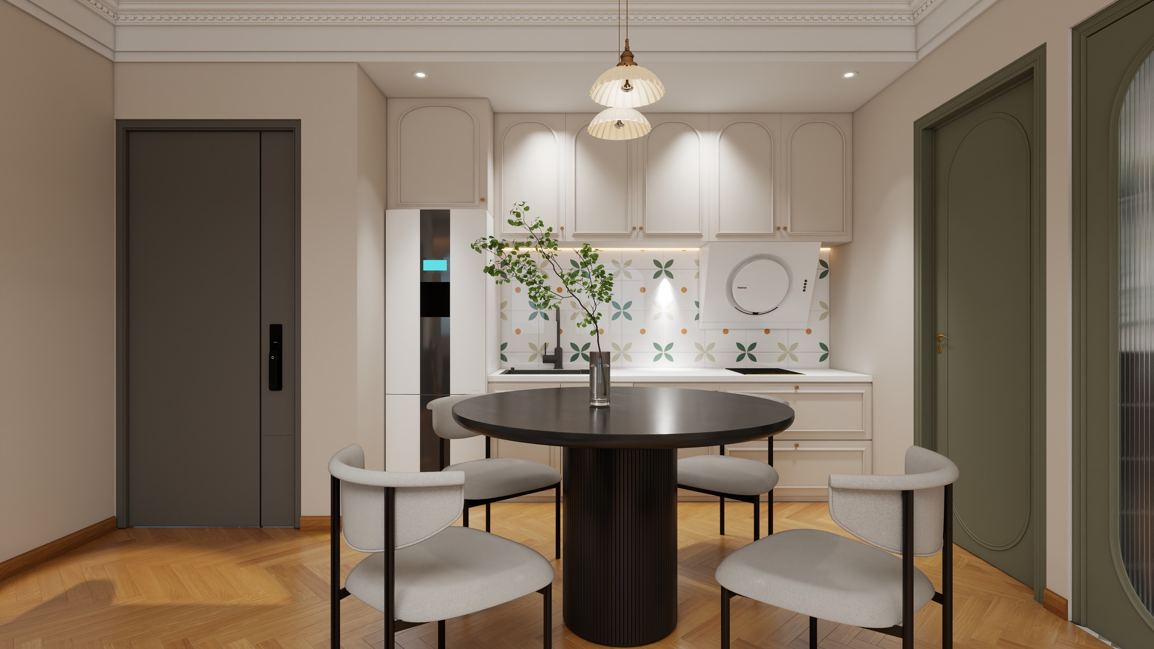 设计师丨胡月平-法式73㎡2室装修效果图