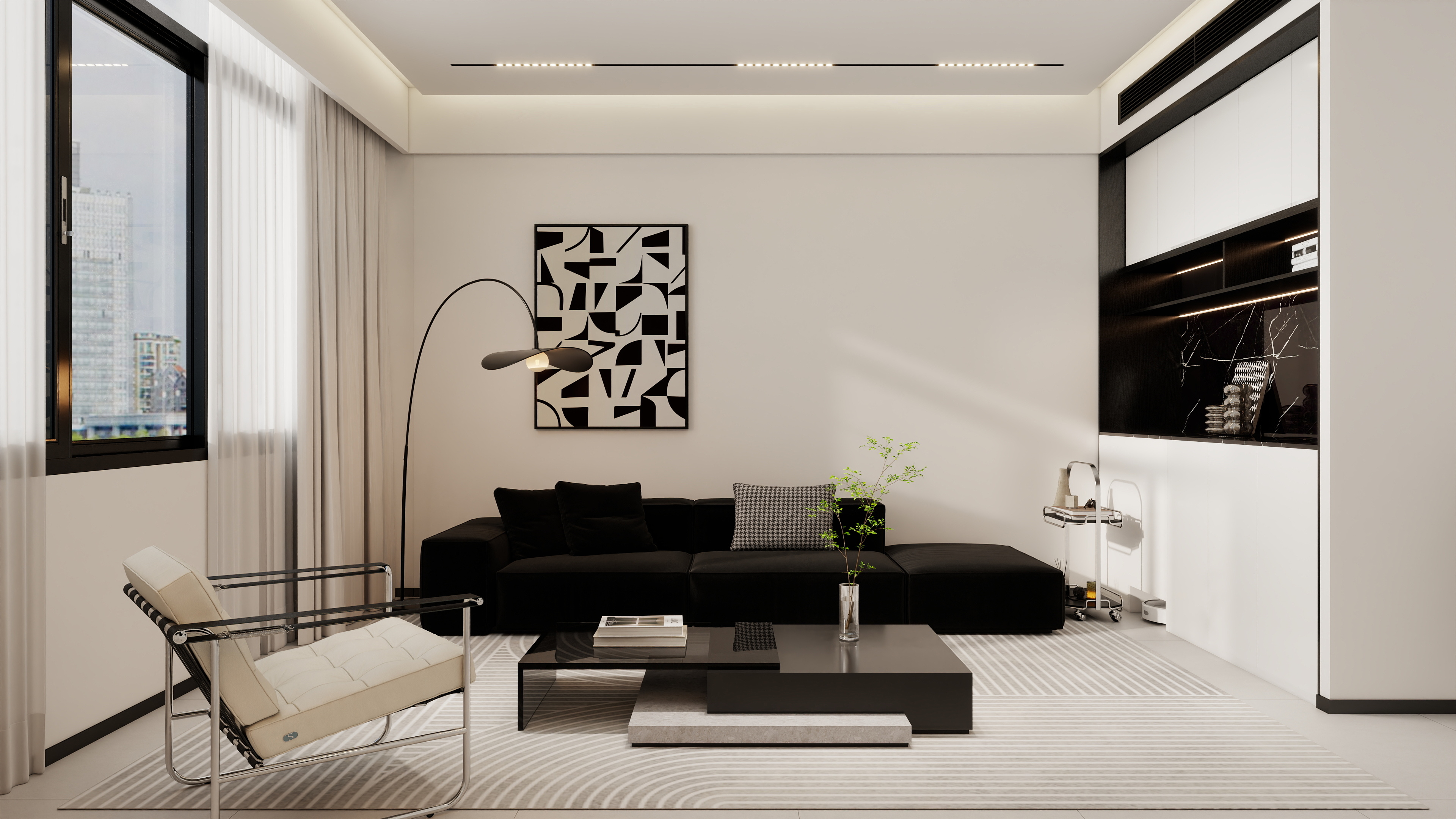 莱农-87㎡1室 极简黑白-装修设计方案