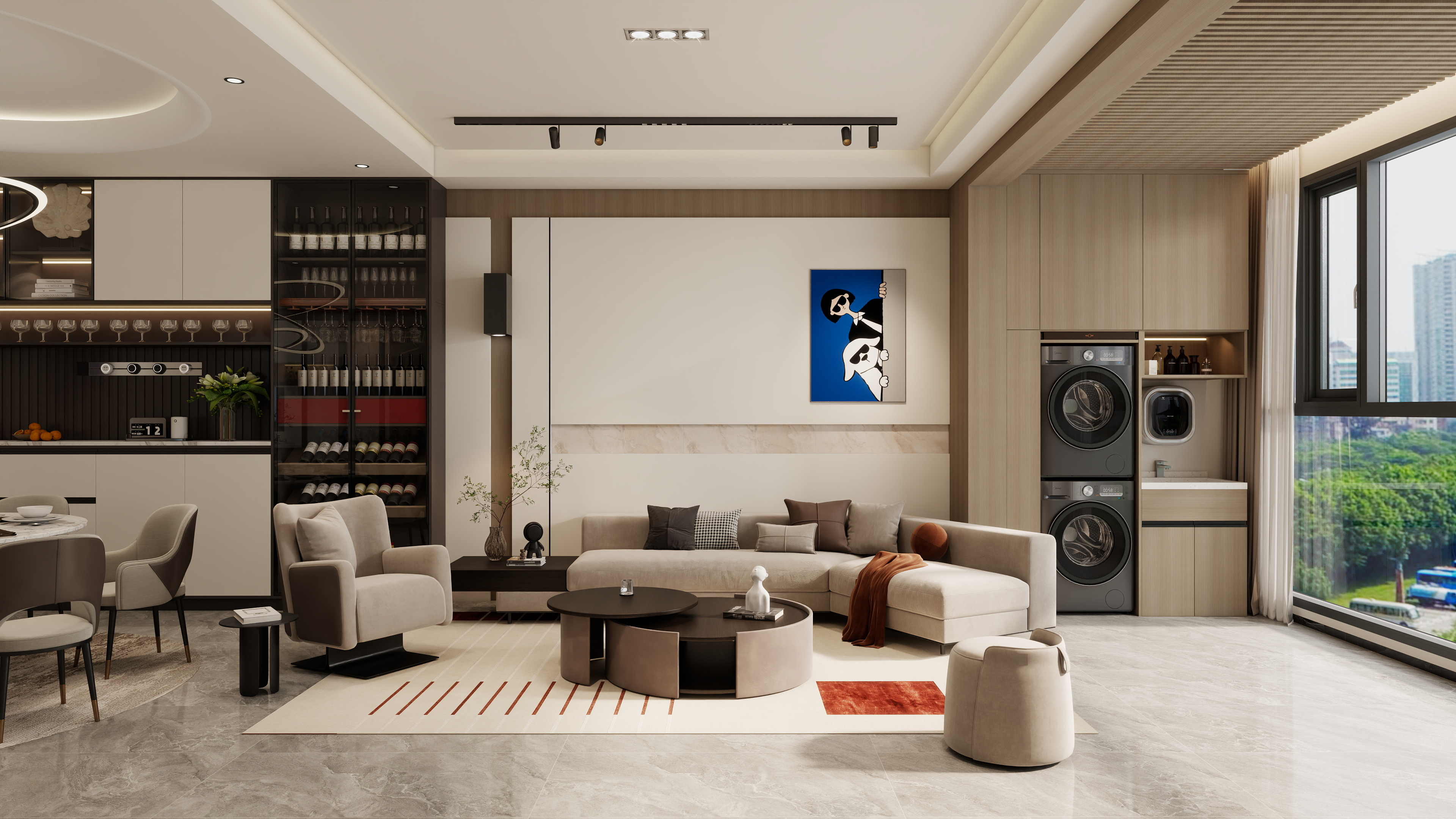 玟佰-现代意式-红黄蓝-145m²三室-装修设计方案