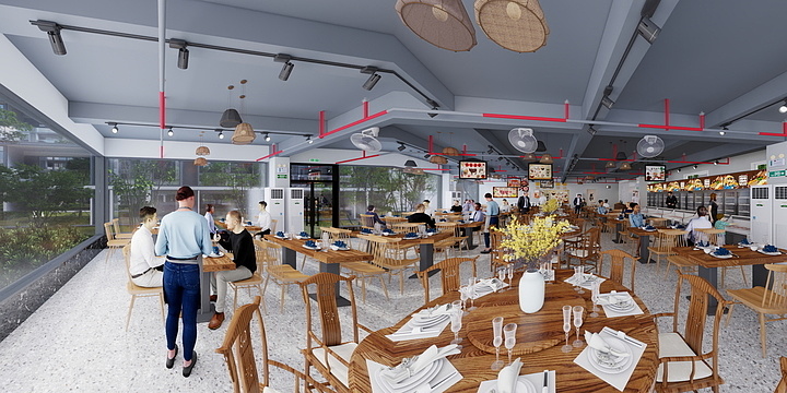 Y装饰设计-粥底火锅效果图-装修设计方案