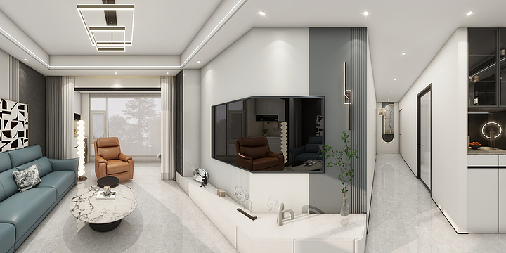 一熹设计-黑白灰现代简约效果图-装修设计方案