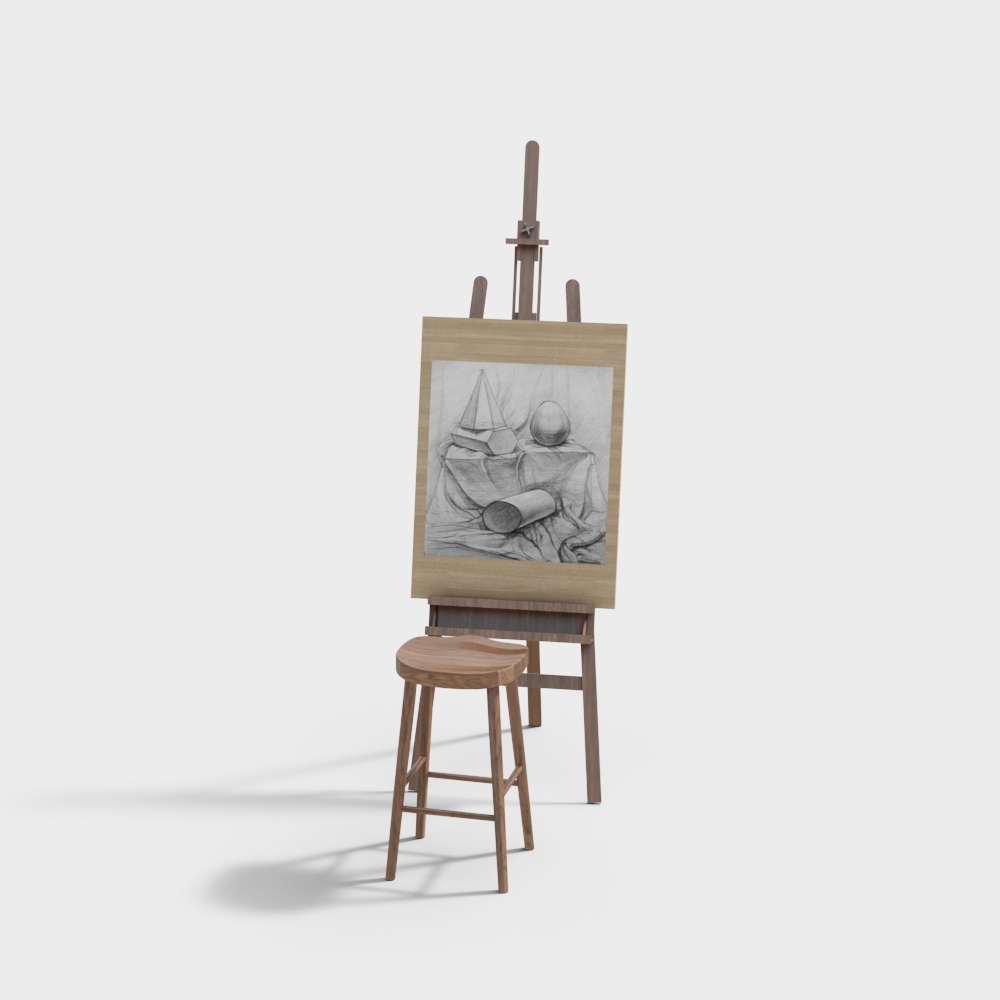 现代画室画板3D模型