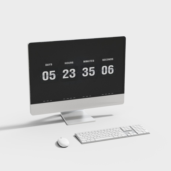 Black Computer Equipment 3D Model for Modern Workspaces