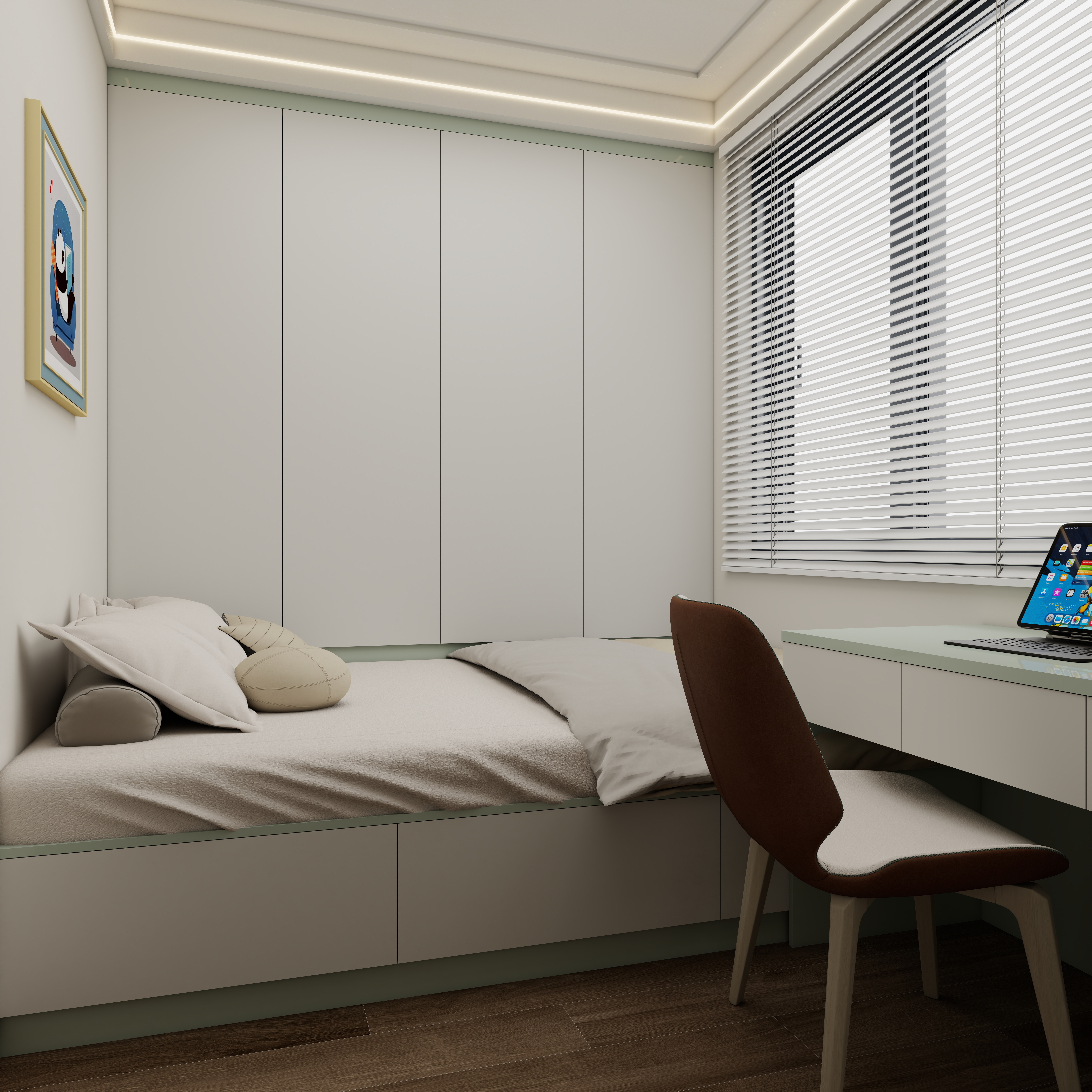 壹诺设计工作室-115㎡3室-现代简约装修效果图