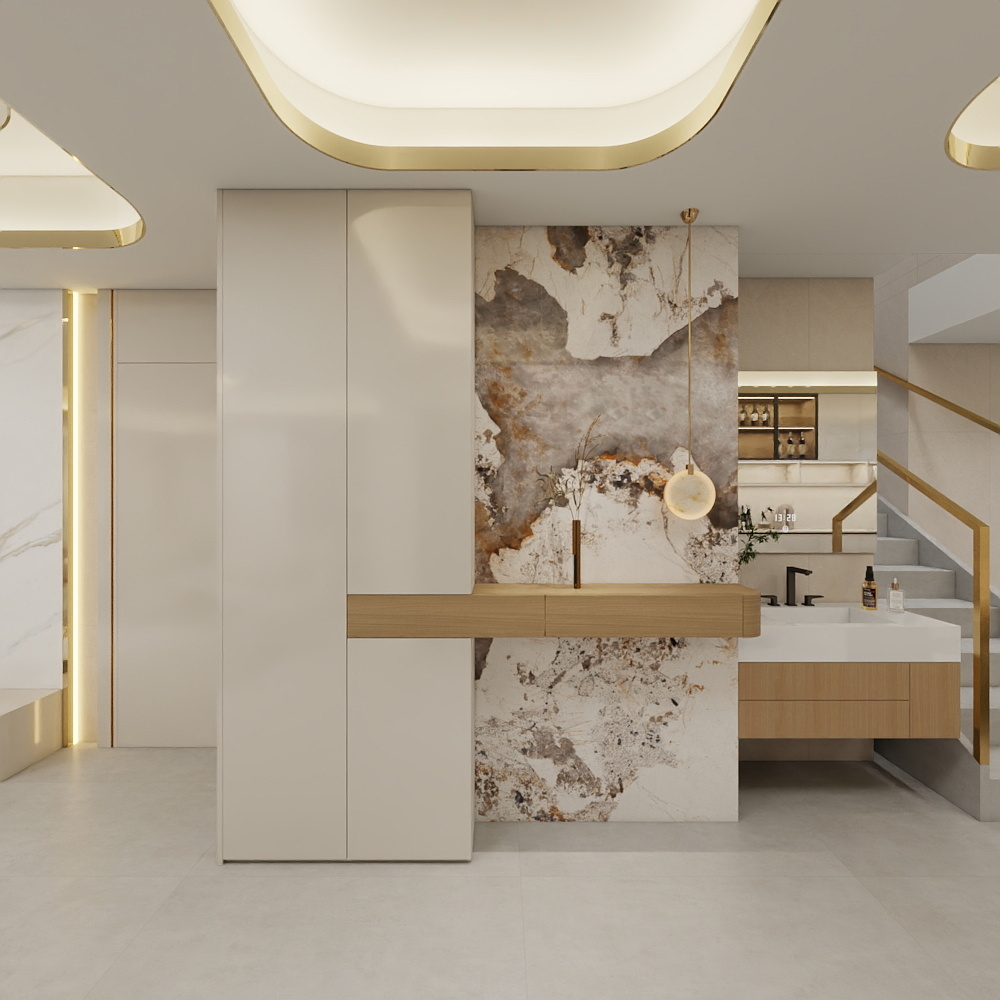 归境设计-《奶咖》奶油风复式五房装修效果图