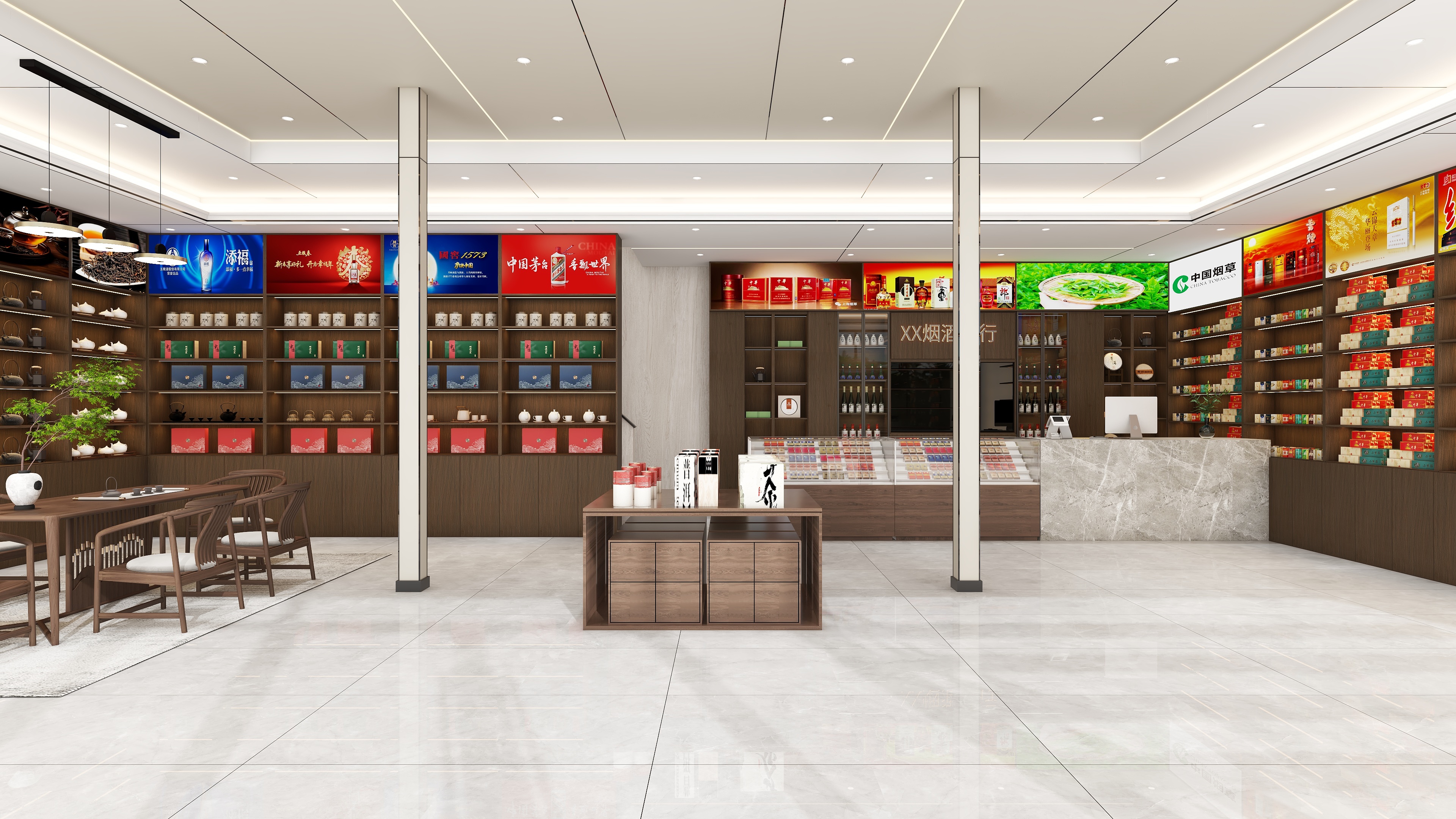 环美设计-烟酒茶店105平方-装修设计方案