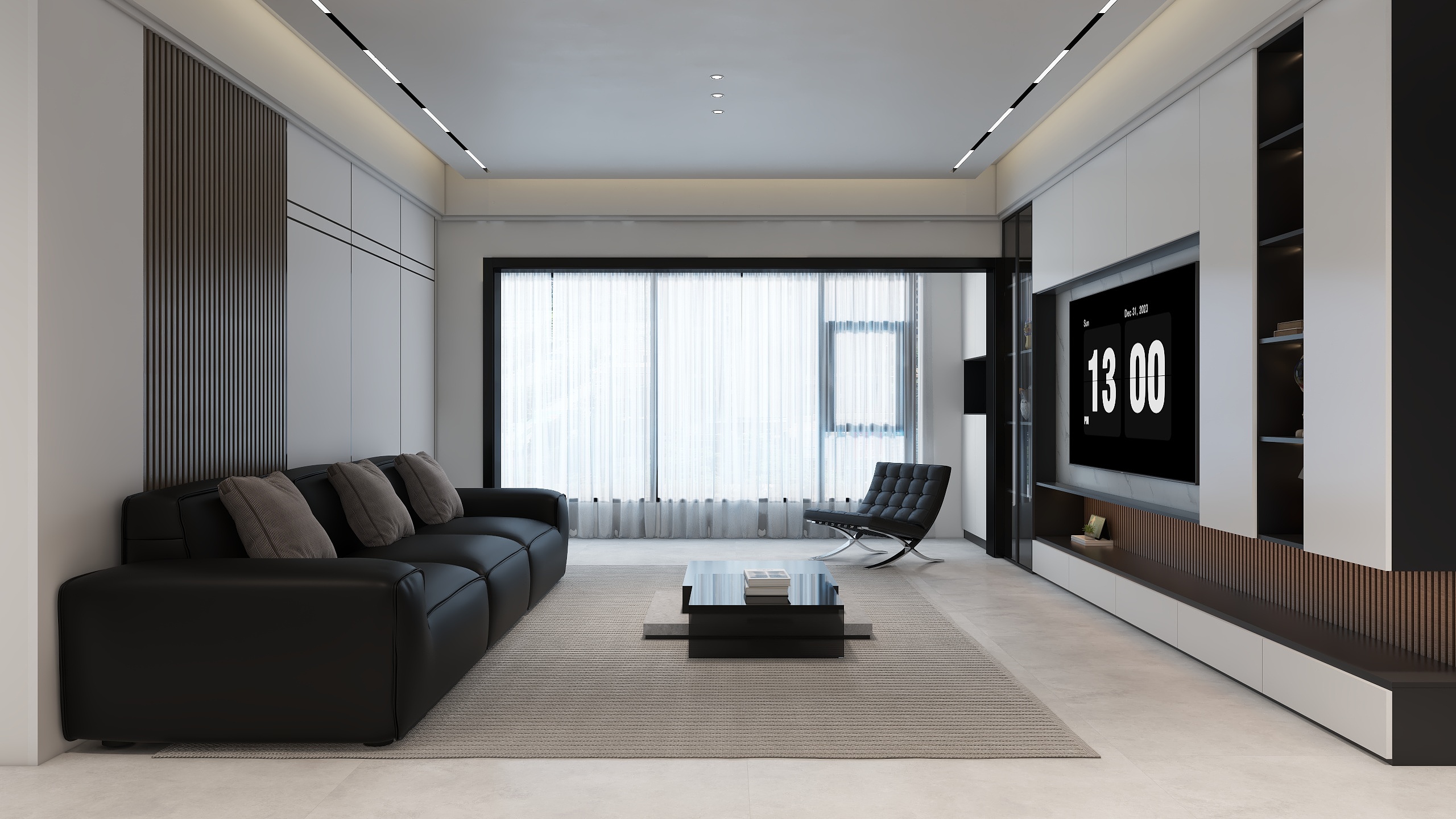 池宇航@博洛尼集团(H000151)-现代简约黑白灰137m²3室-装修设计方案