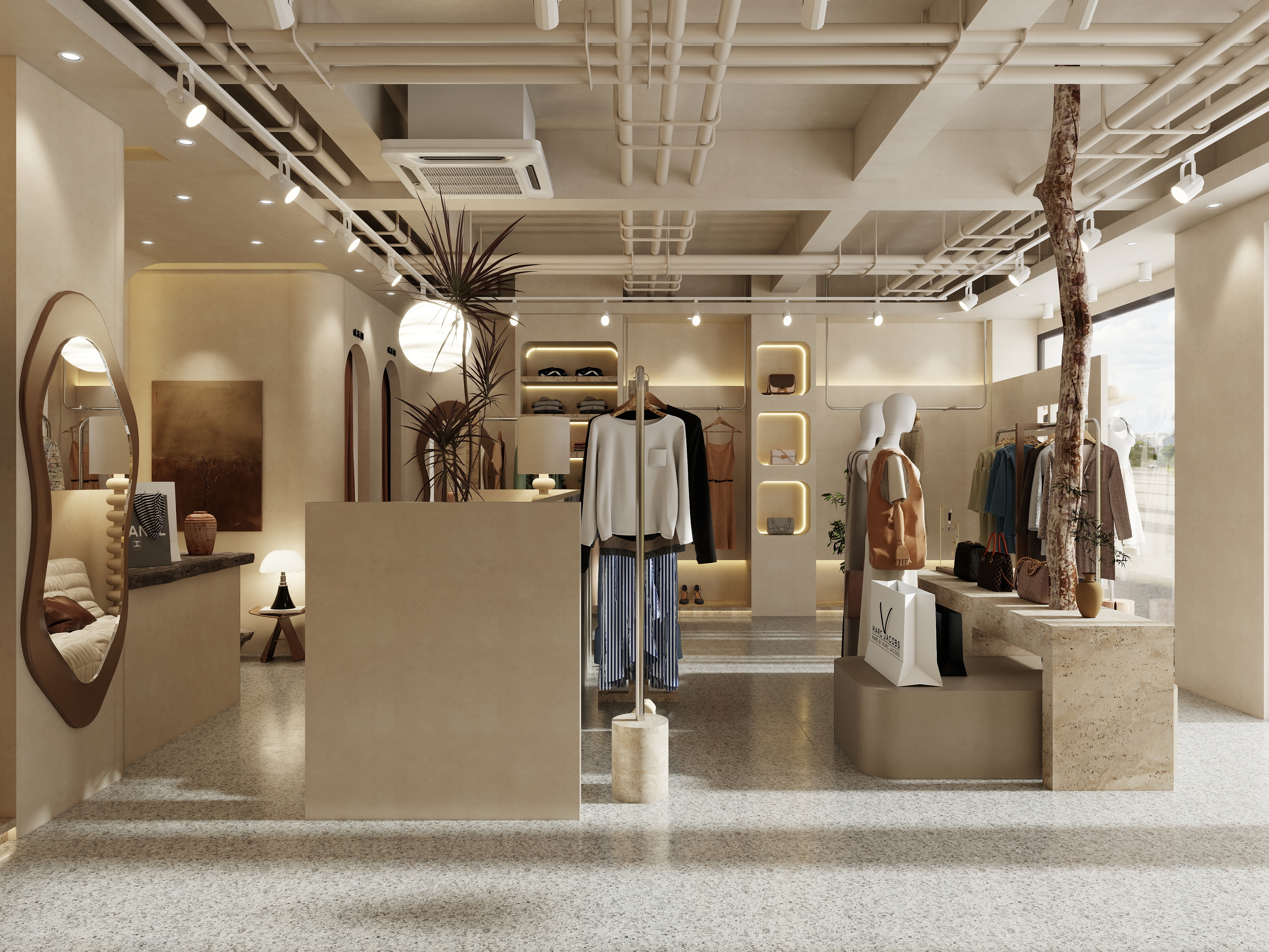 设计师丨罗江-现代侘寂风 服装店 70㎡-装修设计方案