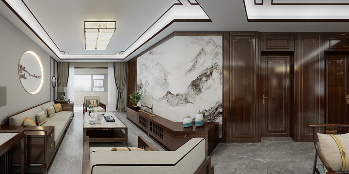 甘肃艺成装饰有限公司-正德铭苑143.88中式风格-装修设计方案