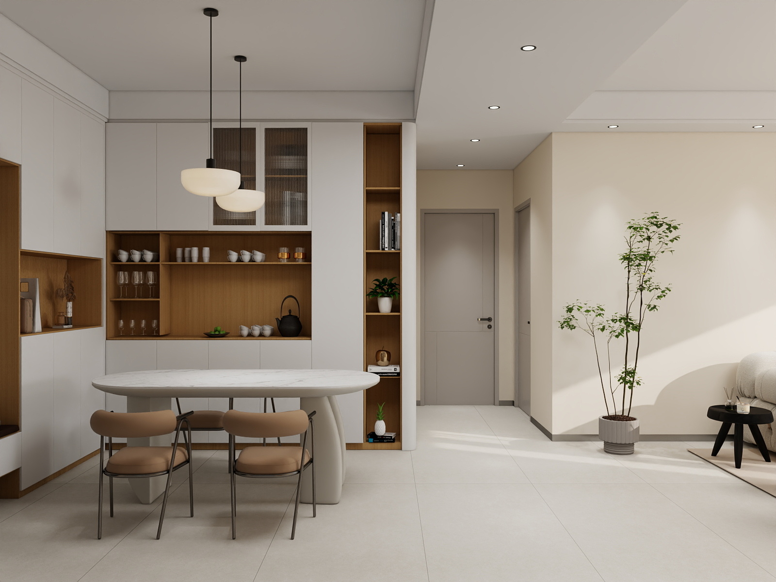 壹维空间设计-123m²奶油简约风格设计装修效果图