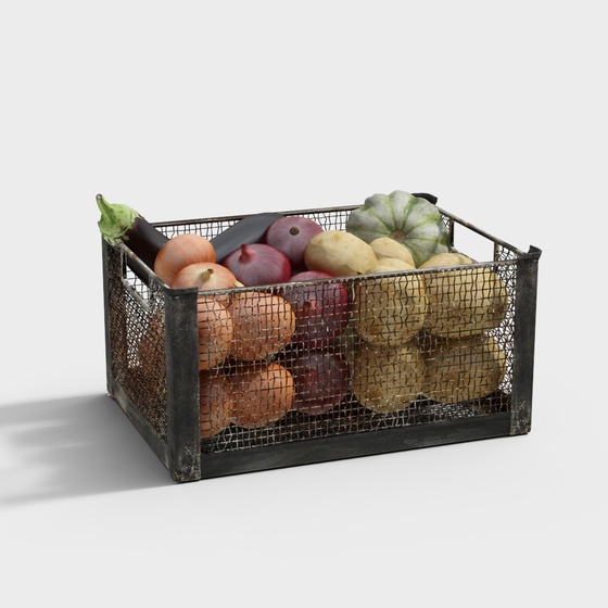 Vegetable Combination Display Box 3D Model in Green Finish