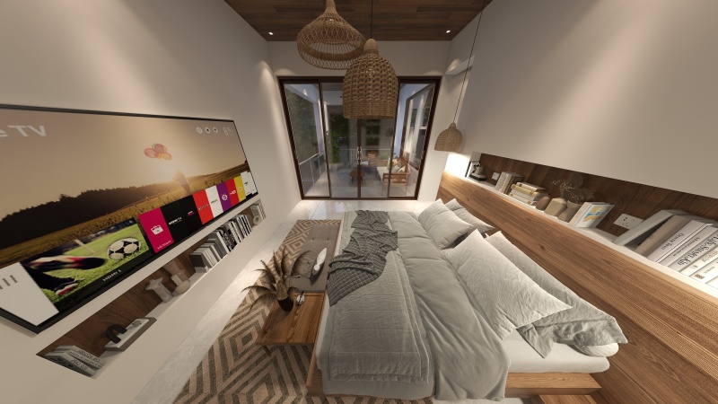 Modern Wooden Bedroom with Natural Light
