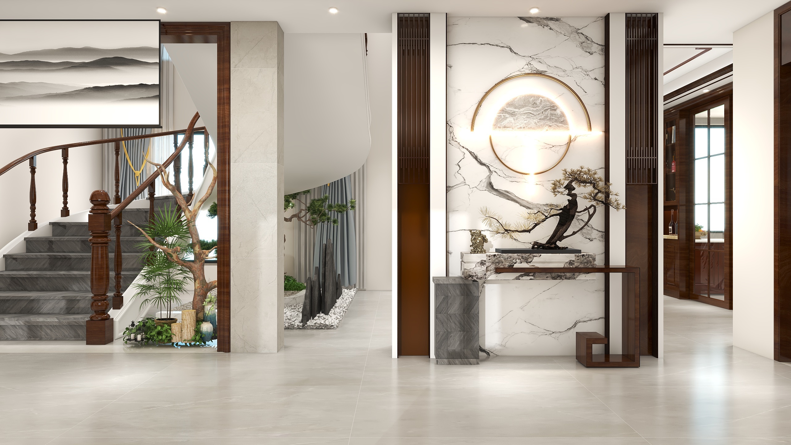 王敏-新中式170㎡1室装修效果图