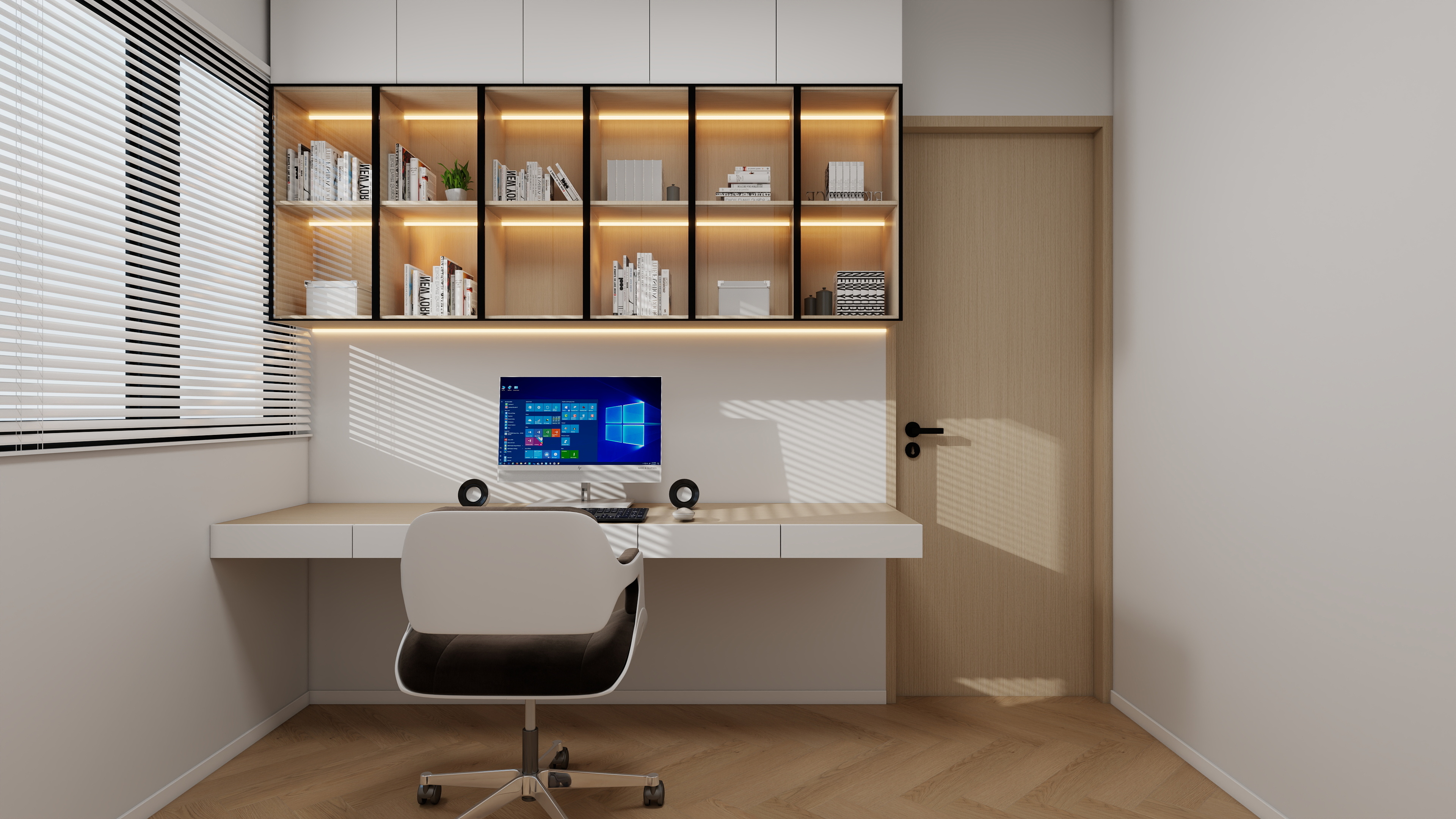 设计师丨胡月平-祐佳大厦现代简约57㎡2室装修效果图