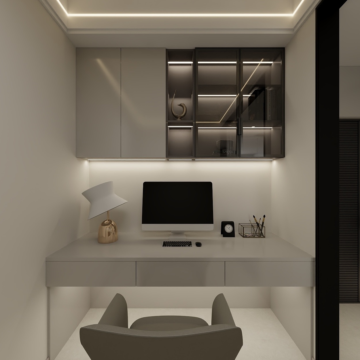 秦宏光-平安大宅设计师-【维多利亚翠景园】97㎡两室-简约奶油风装修效果图