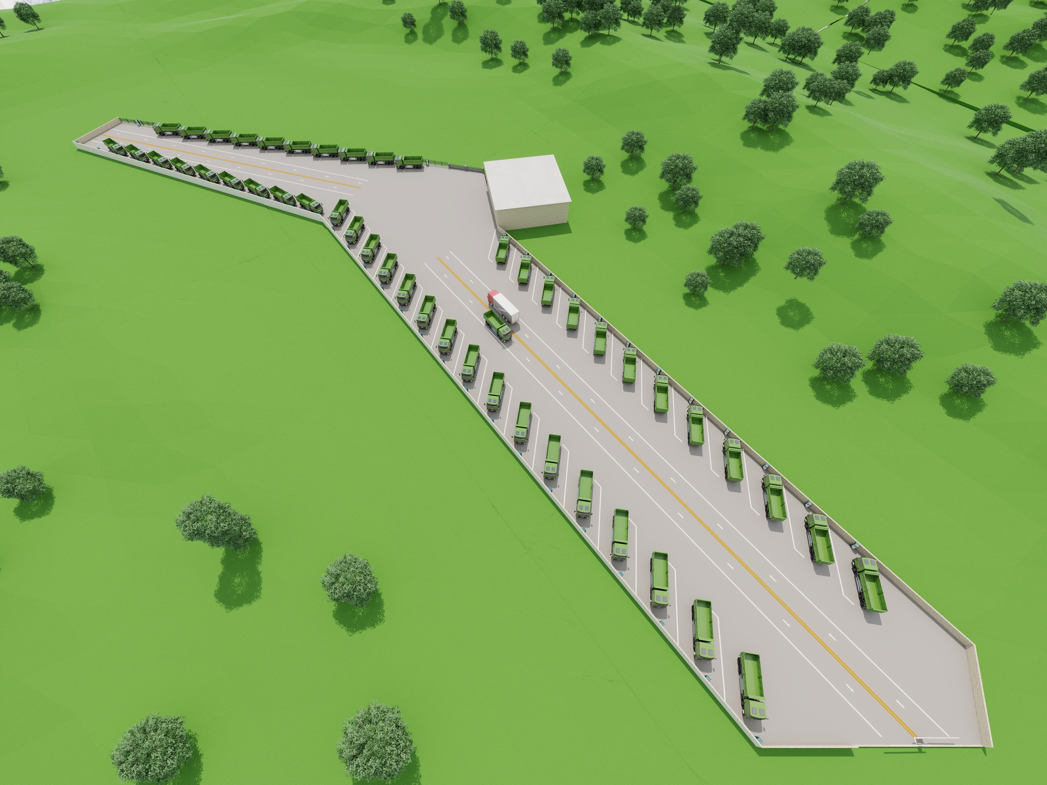 衣大路-重卡充电站-鸟瞰图-装修设计方案