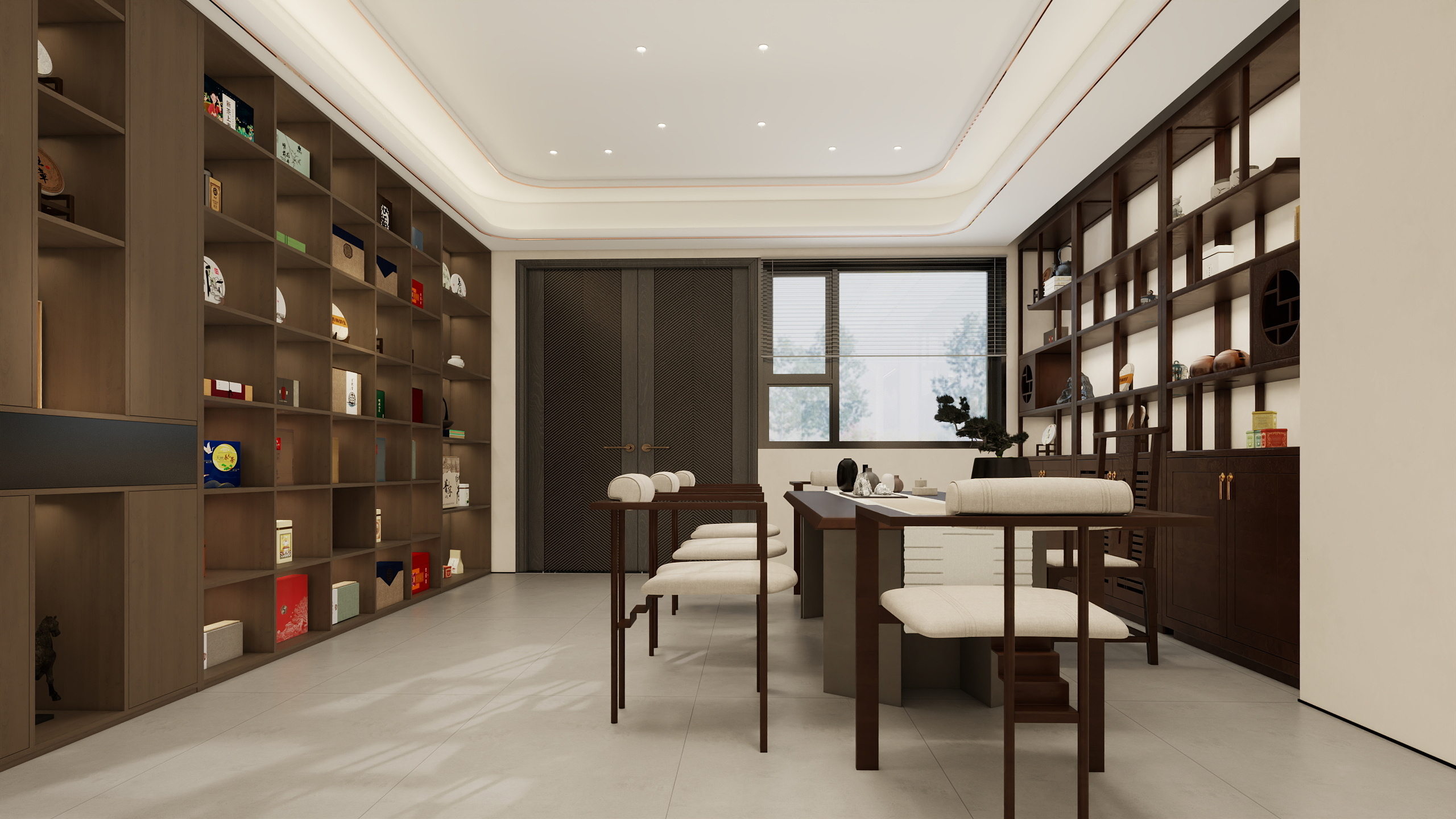 李青越-250方新中式风格会所装修效果图