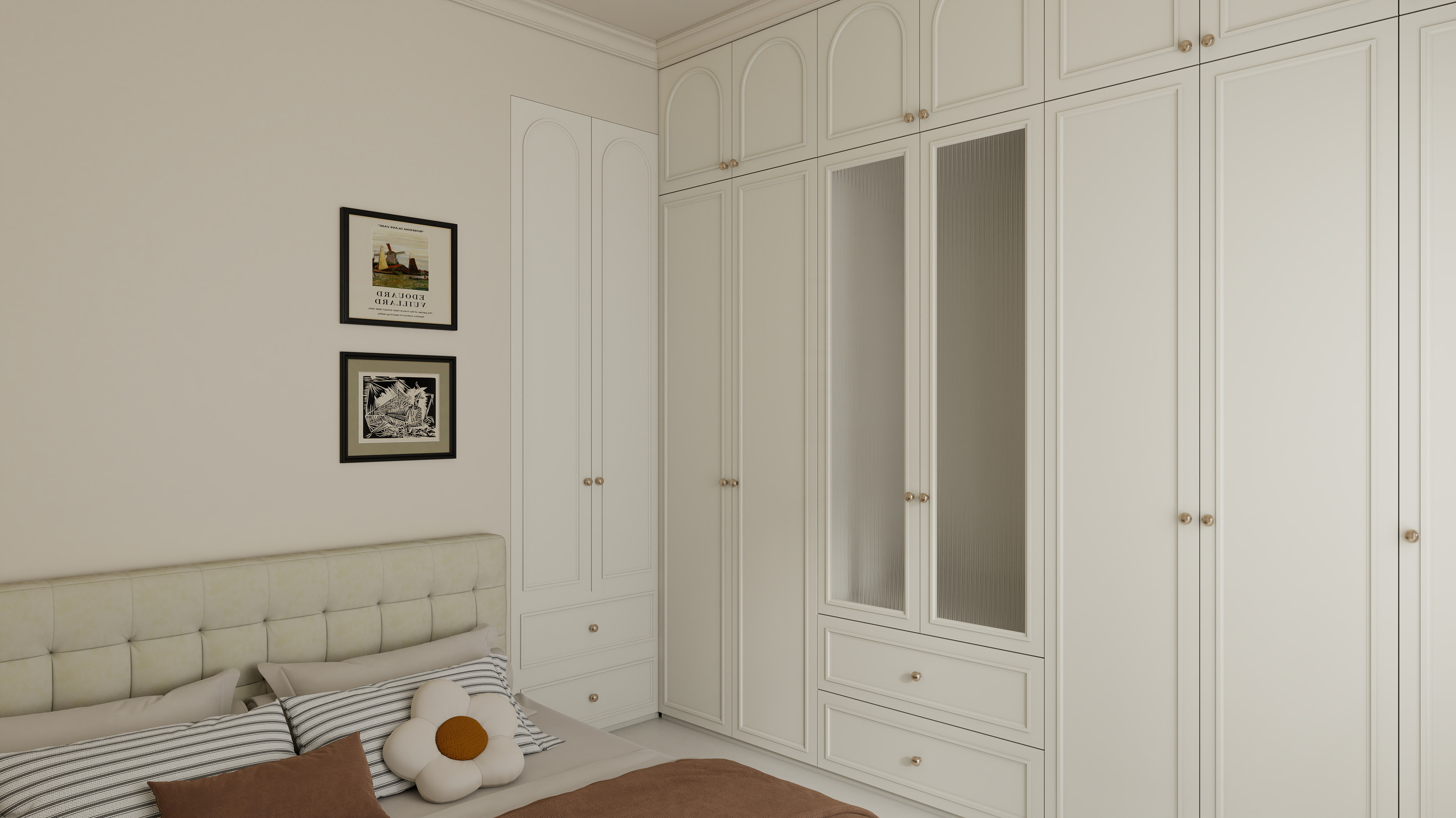 柳州设计师小丽-127m²4房2厅法式奶油风装修效果图