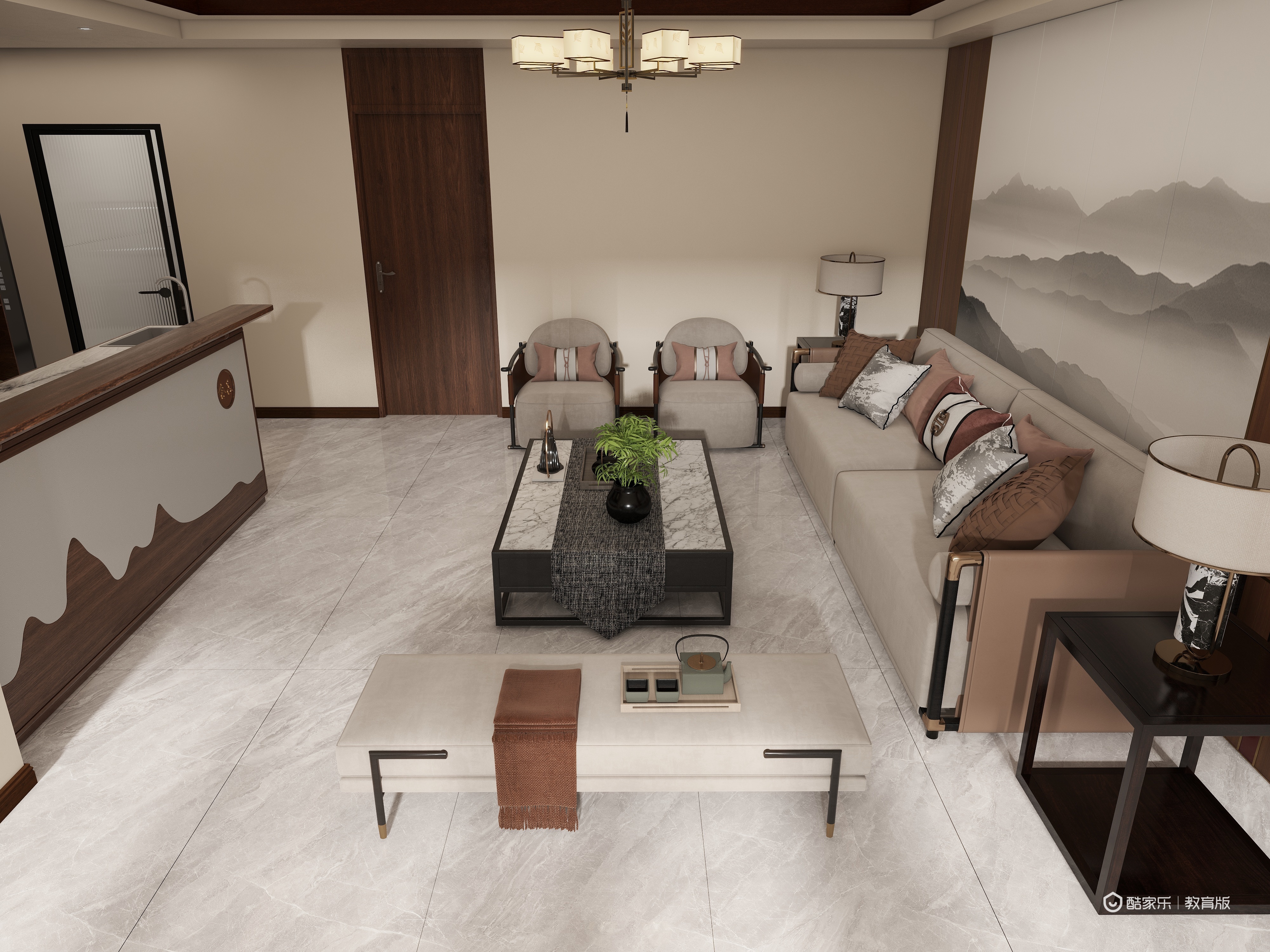 萌哩看海-283㎡2室装修效果图