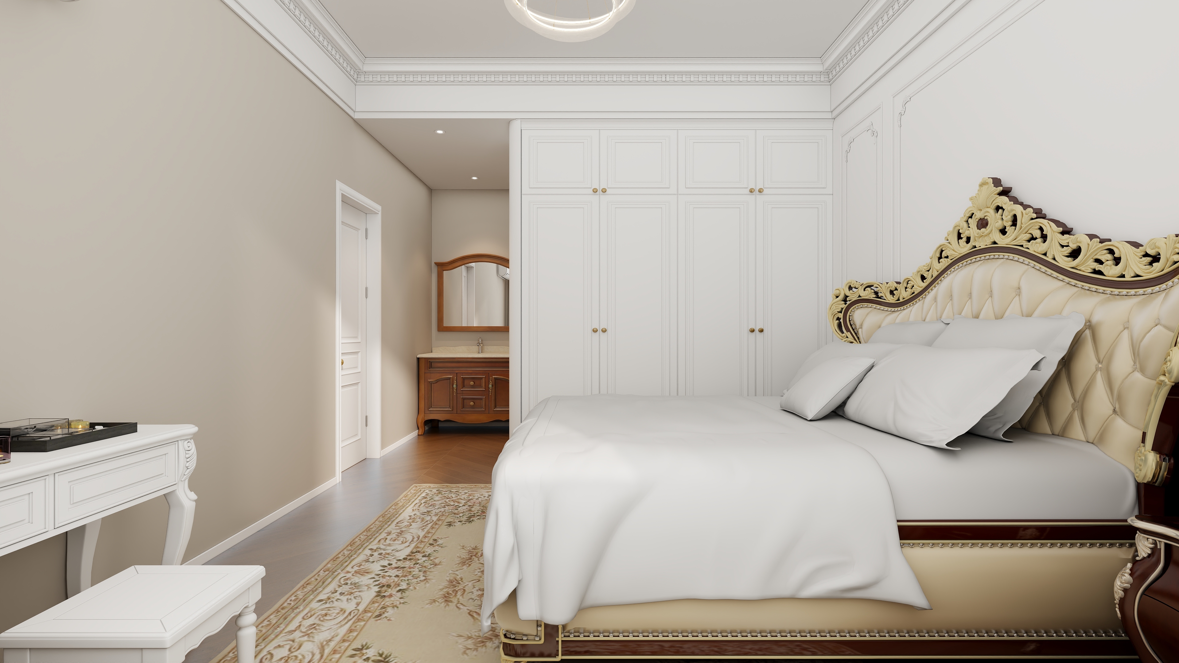 设计师丨胡月平-自建房-美式135㎡3室装修效果图