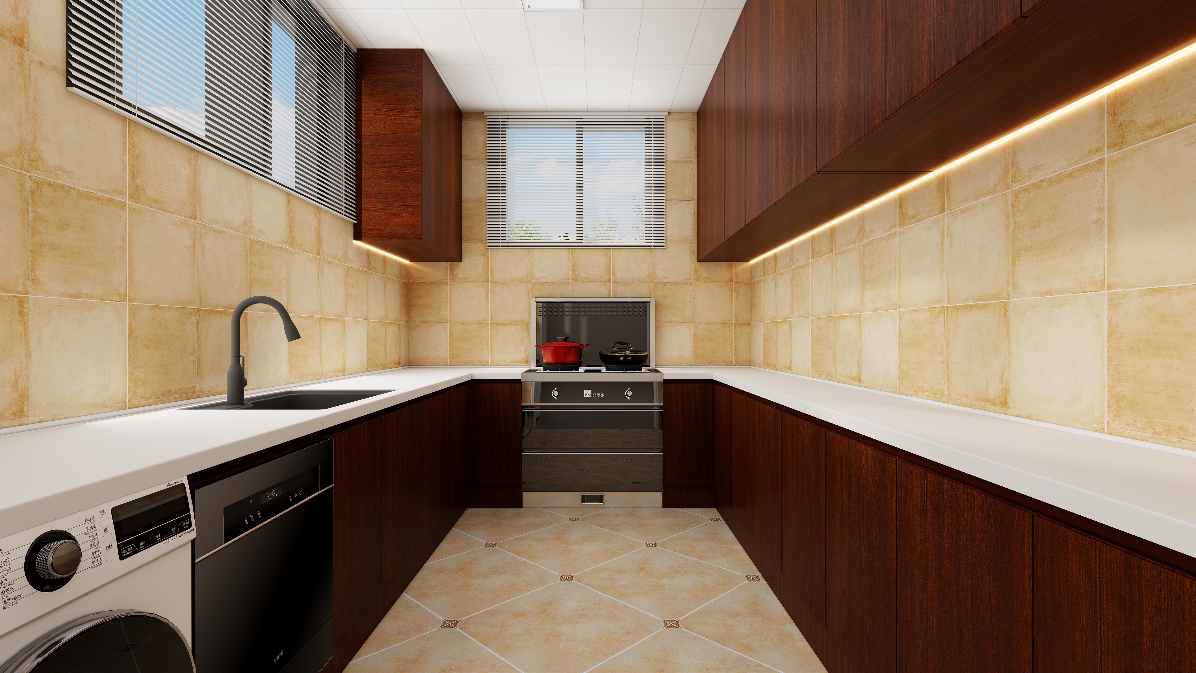 设计师丨胡月平-自建房-美式135㎡3室装修效果图