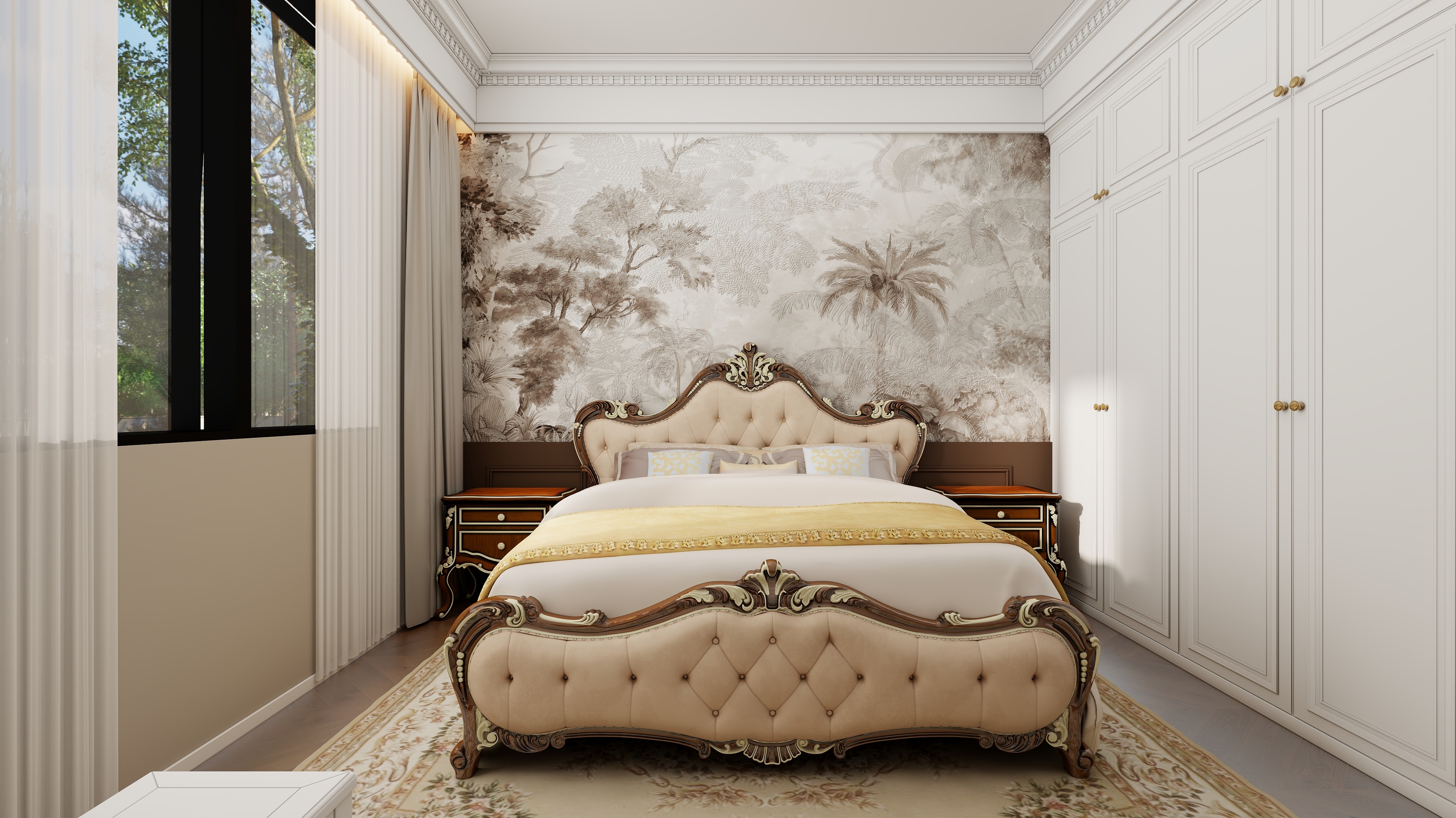 设计师丨胡月平-自建房-美式135㎡3室装修效果图