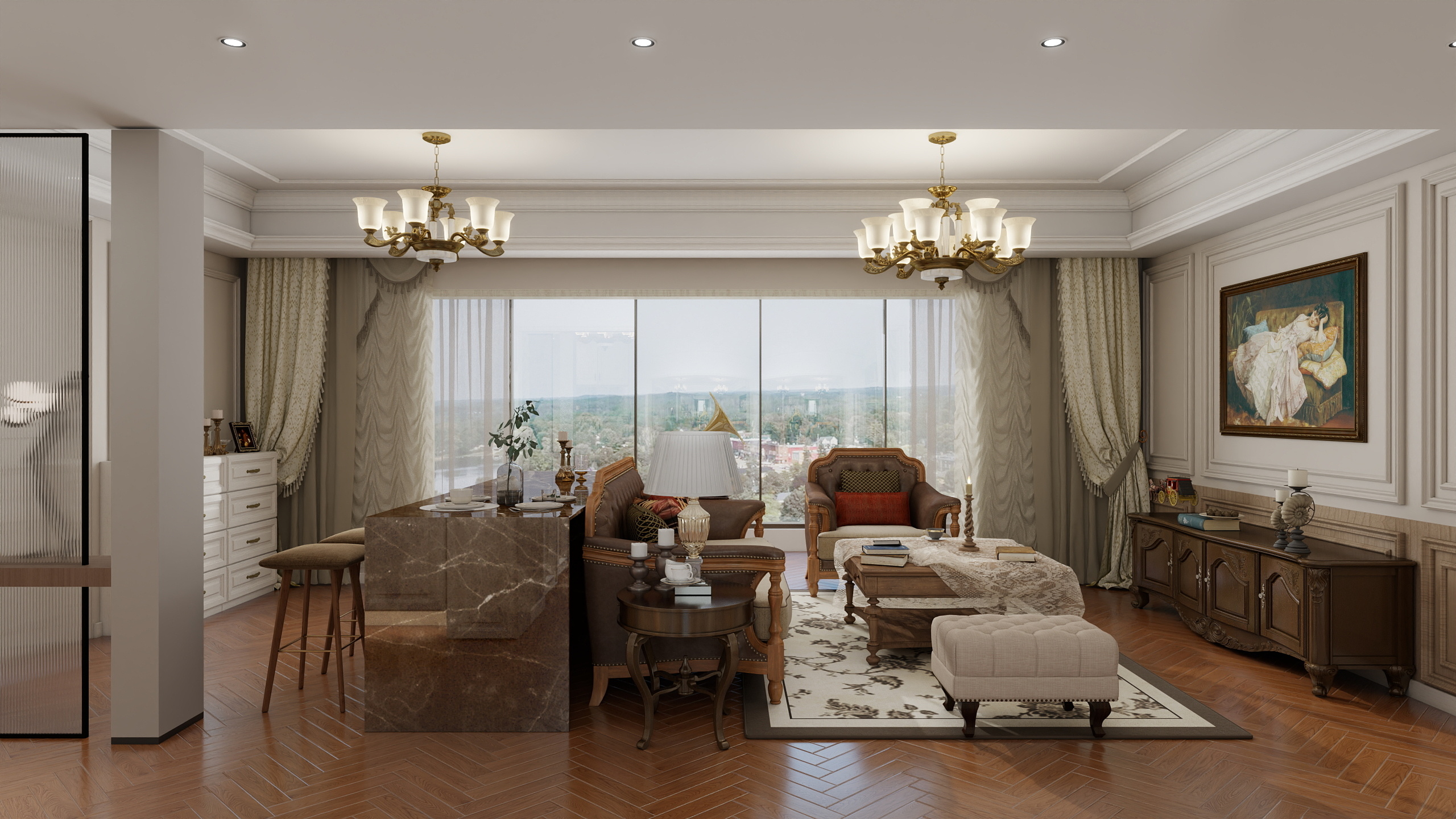 小米装饰设计馆-美式126㎡3室-装修设计方案