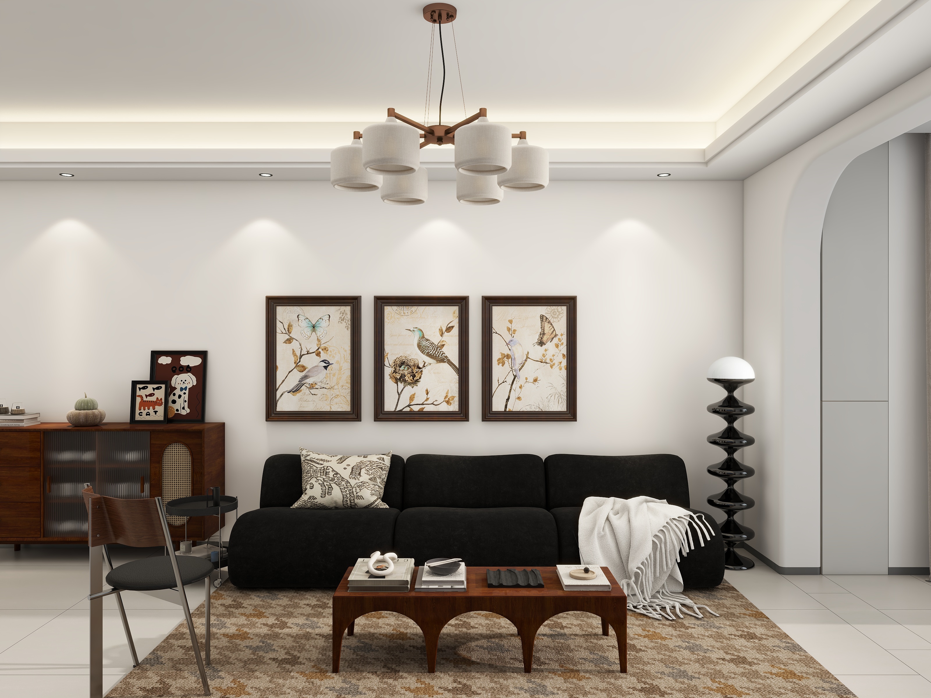 李青越-115方复古风格三居室装修效果图