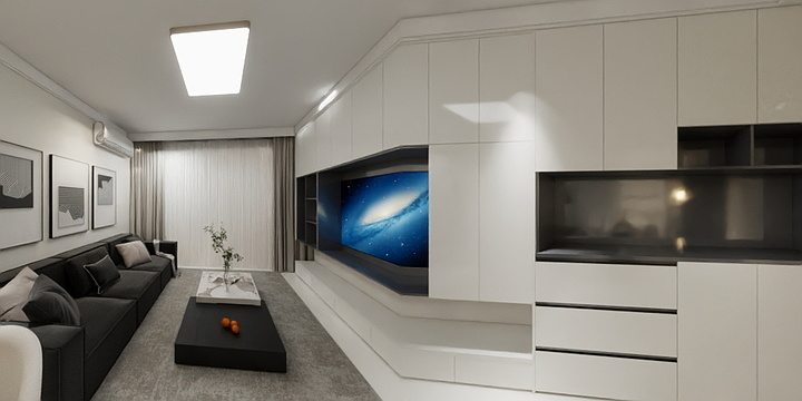 张强-114平米-极简黑白灰-装修设计方案