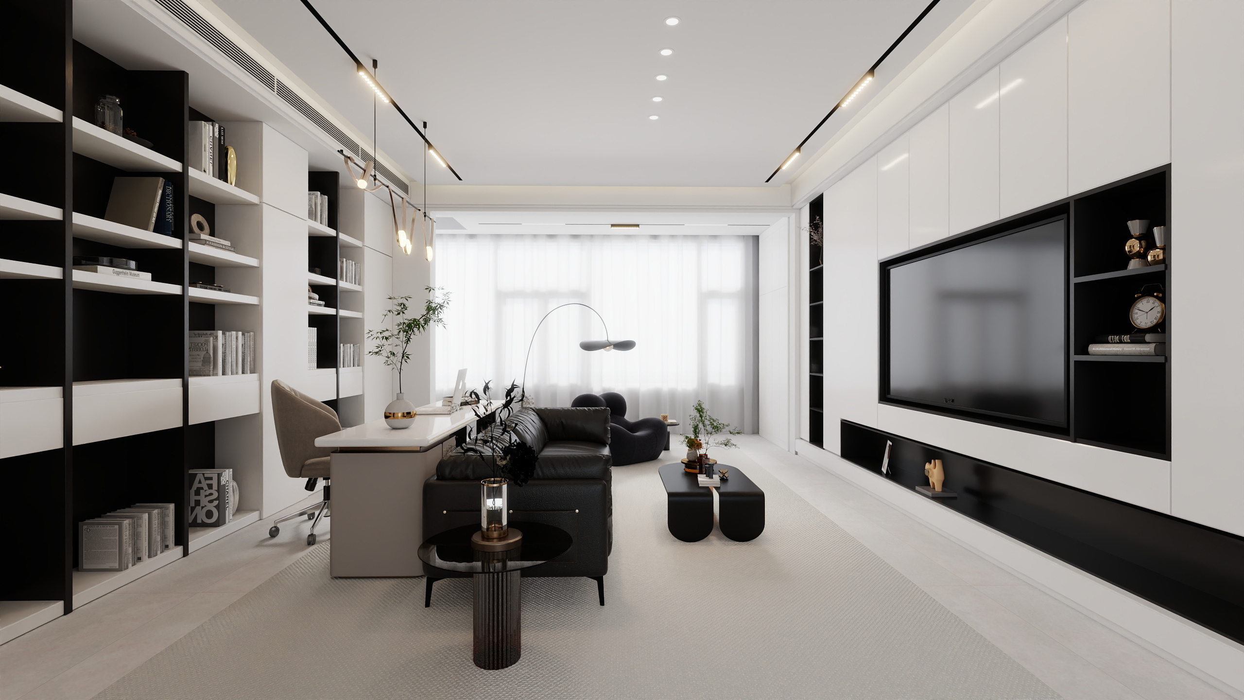 空间设计_自传-现代黑白灰设计效果-装修设计方案