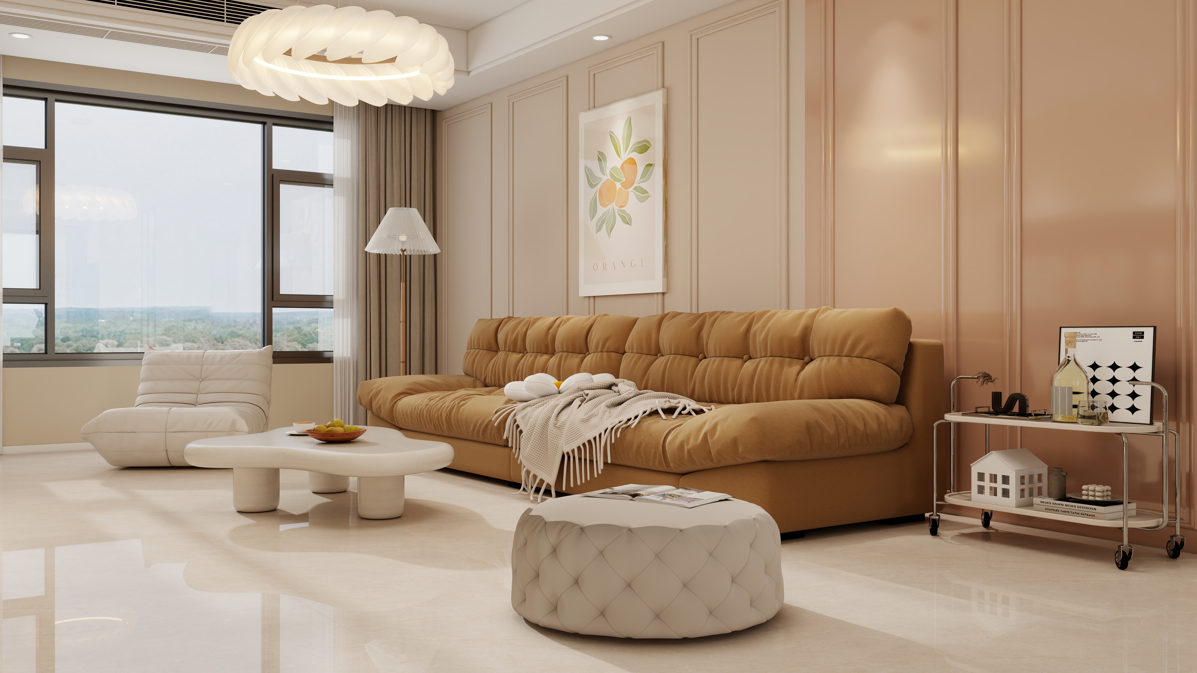 李佳洋-东胜佳苑120平奶油风3室装修效果图