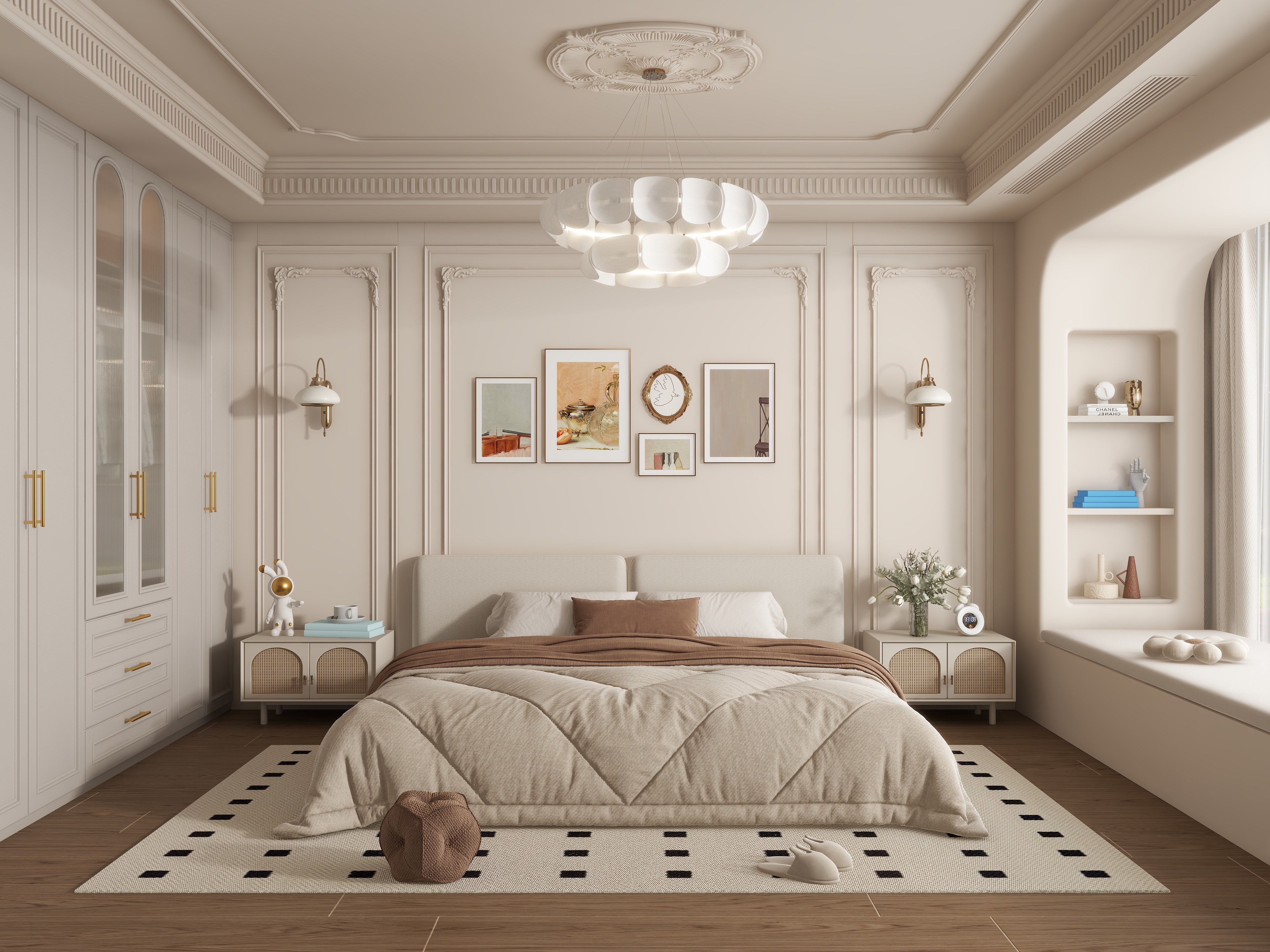 万严设计师-奶油风卧室111107824-装修设计方案