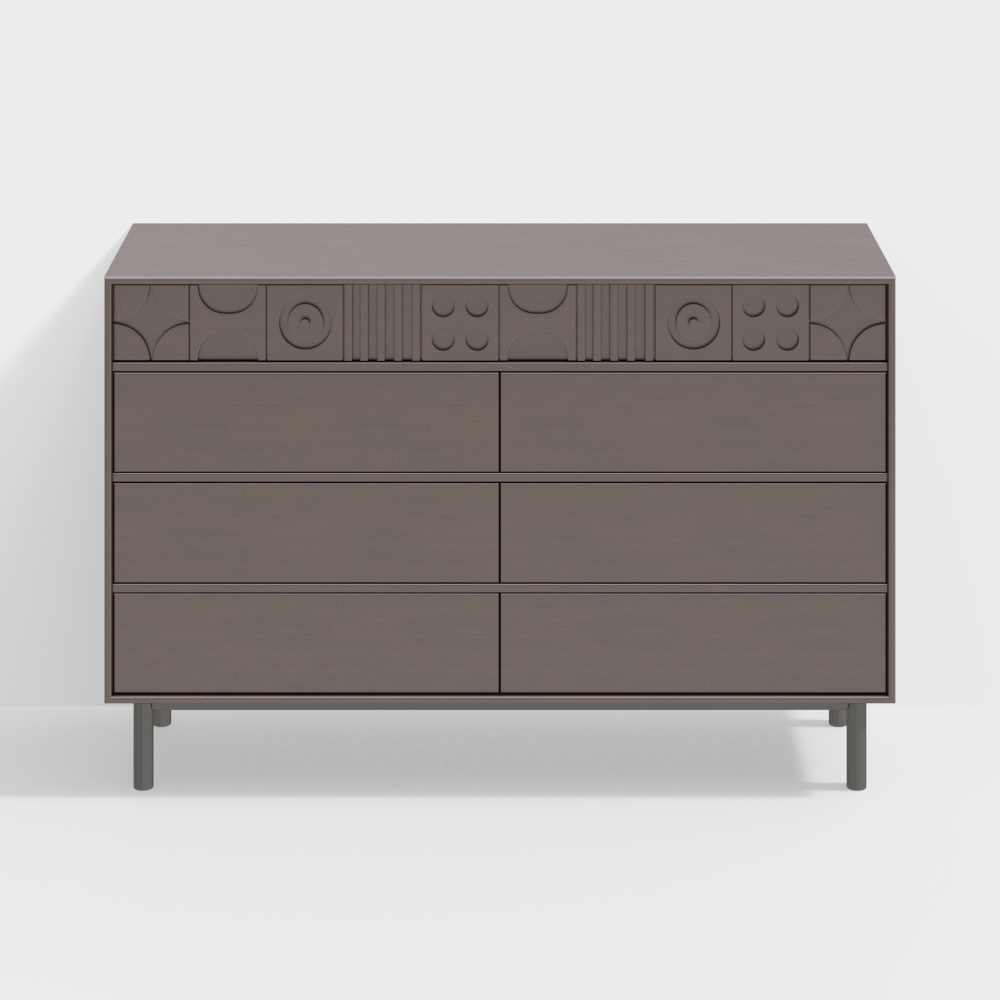 中古侘寂实木纹路玄关柜