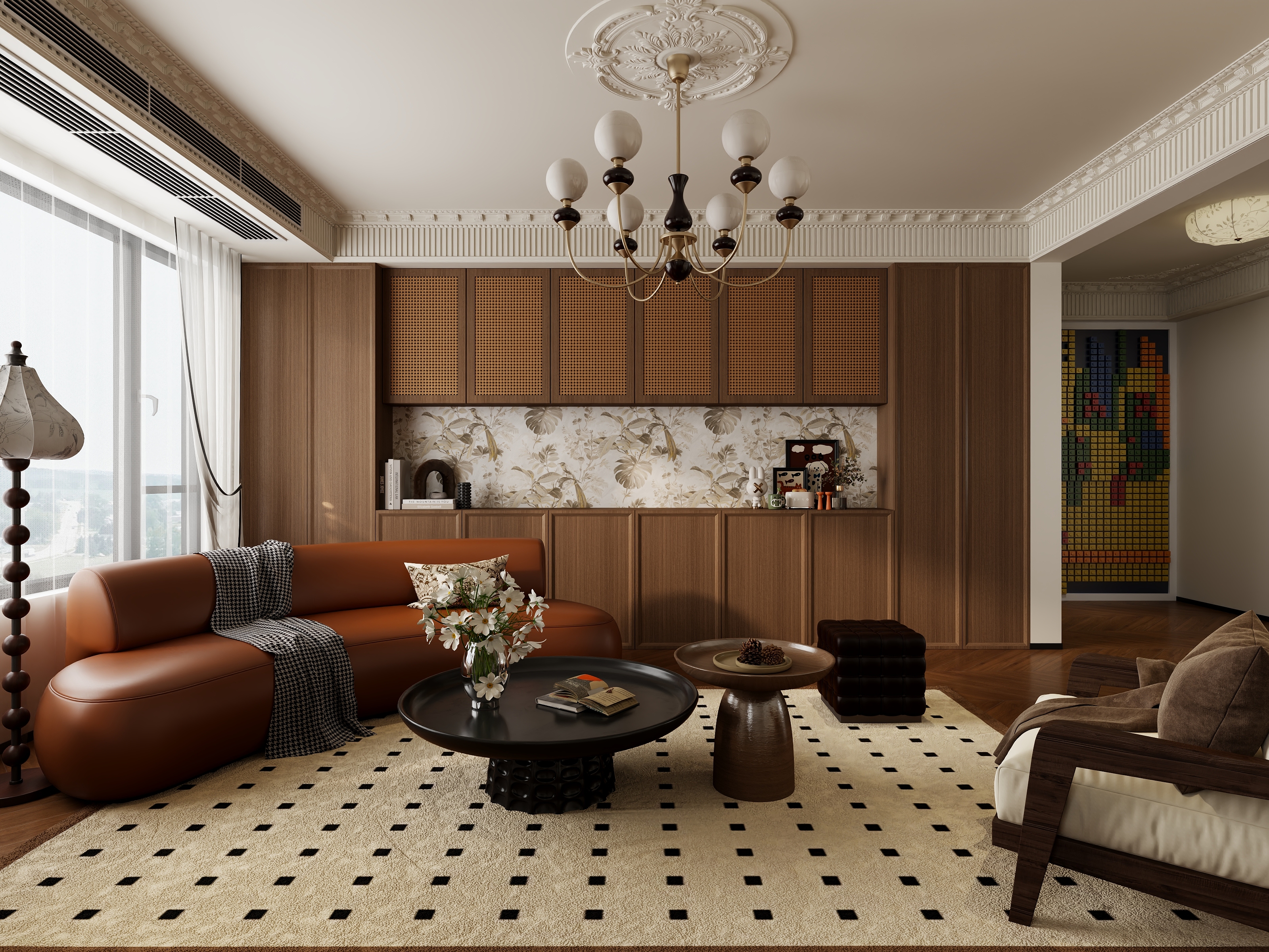 李青越-115平方法式复古三居室装修效果图