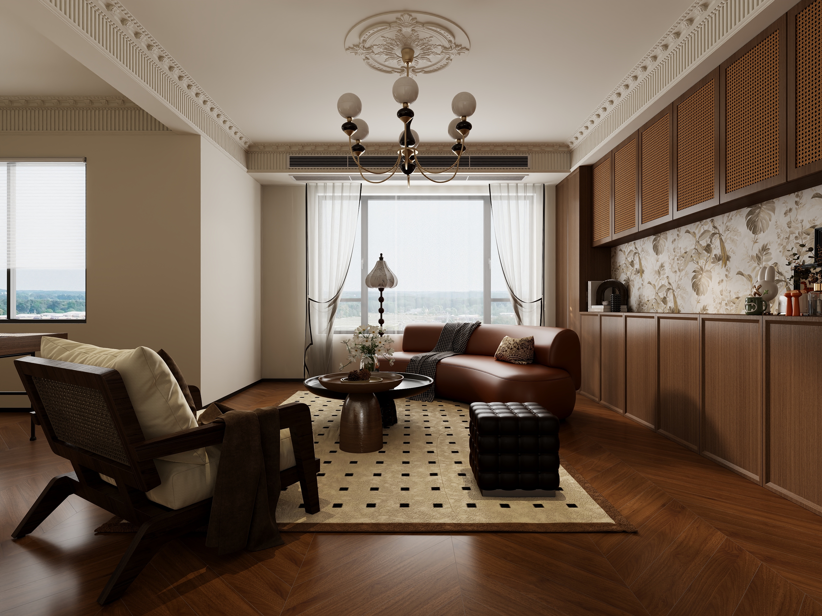 李青越-115平方法式复古三居室装修效果图