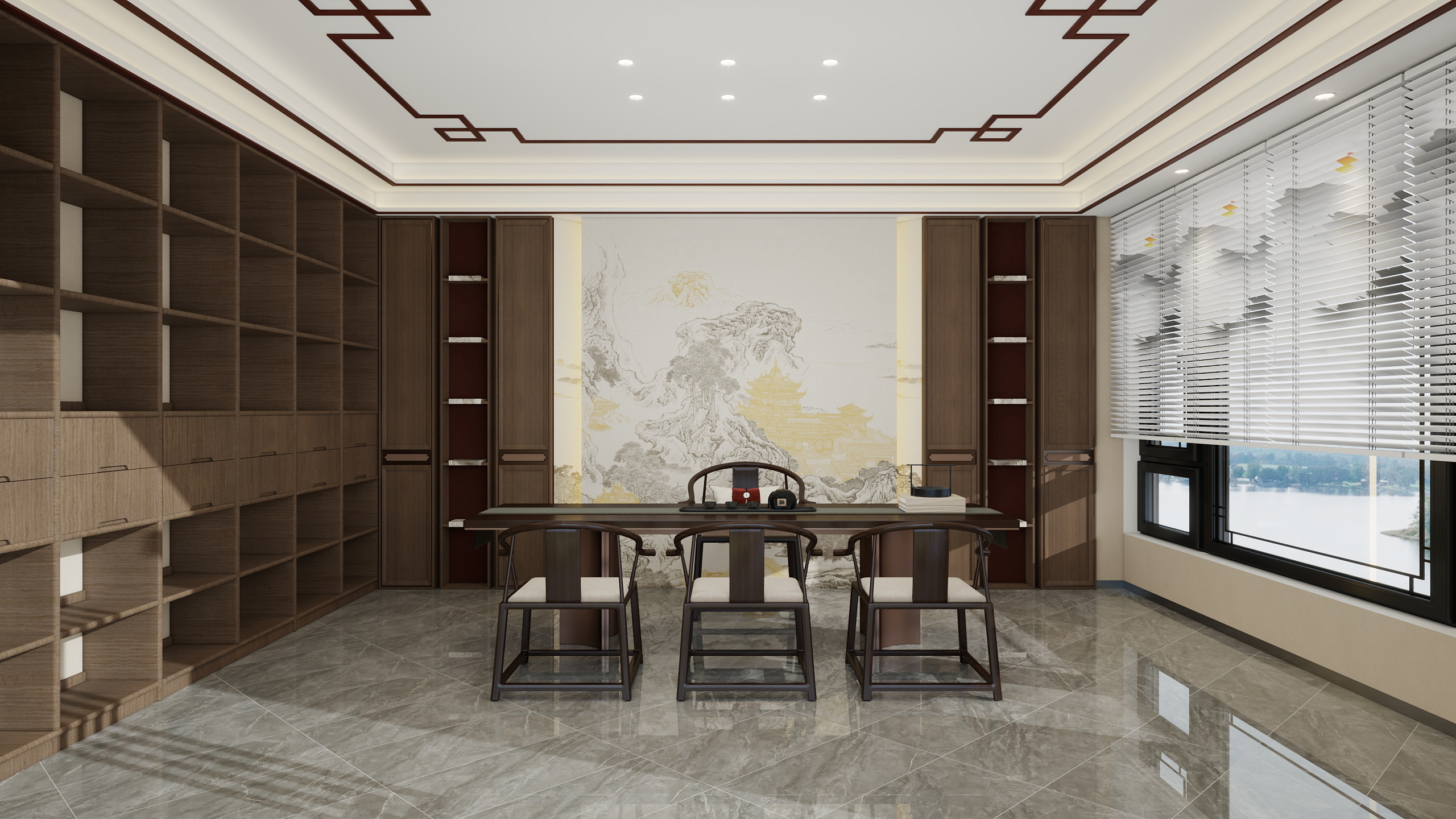 李青越-29平新中式茶室装修效果图