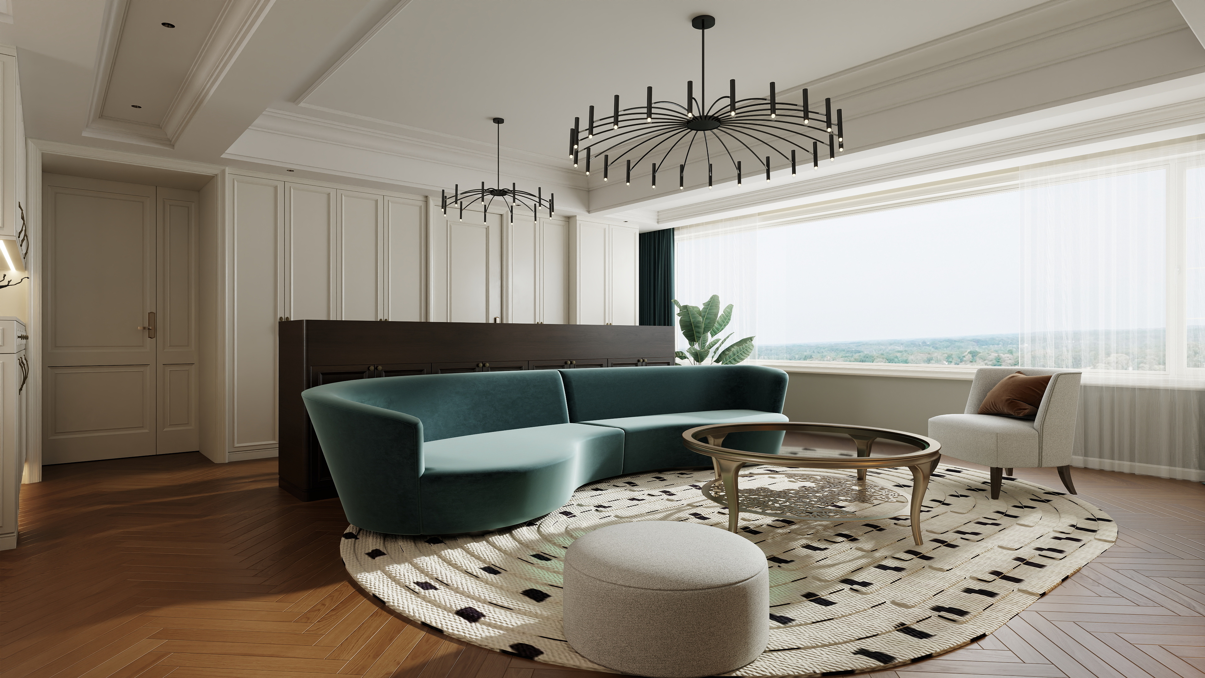 茶韵风轻-现代美式125平三室-装修设计方案